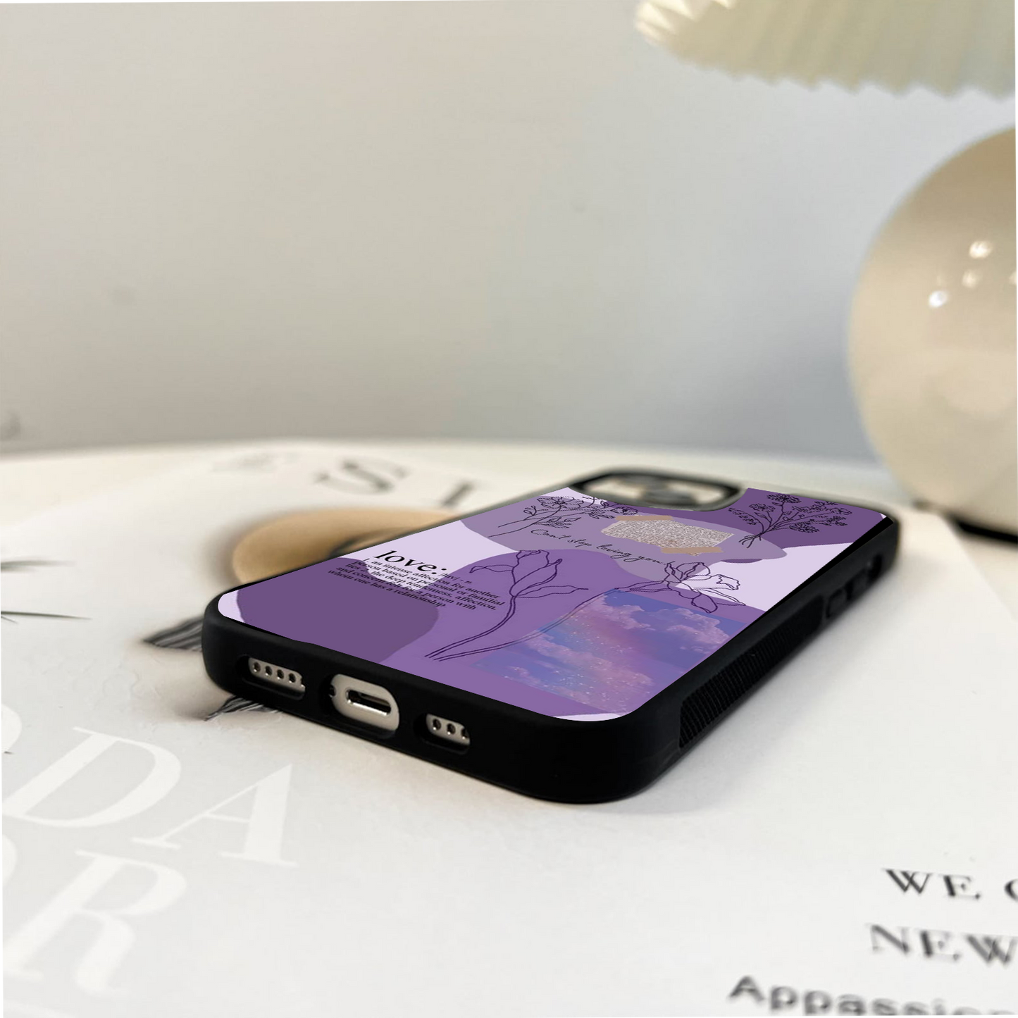 Aesthetic Love with Flower Glass Case