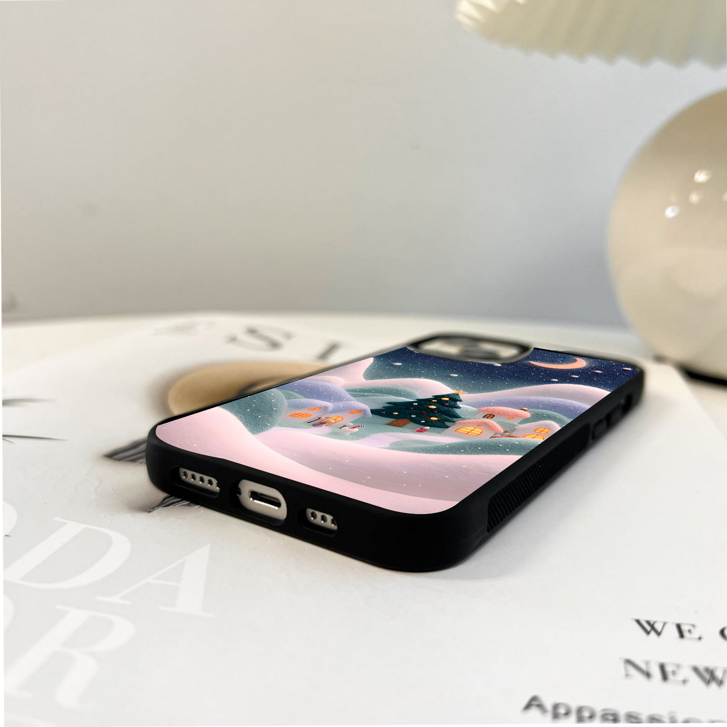 Cute Winter Village Glass Case