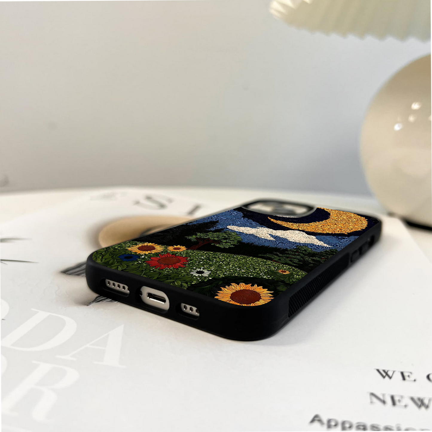 Sun and Moonflowers Glass Case