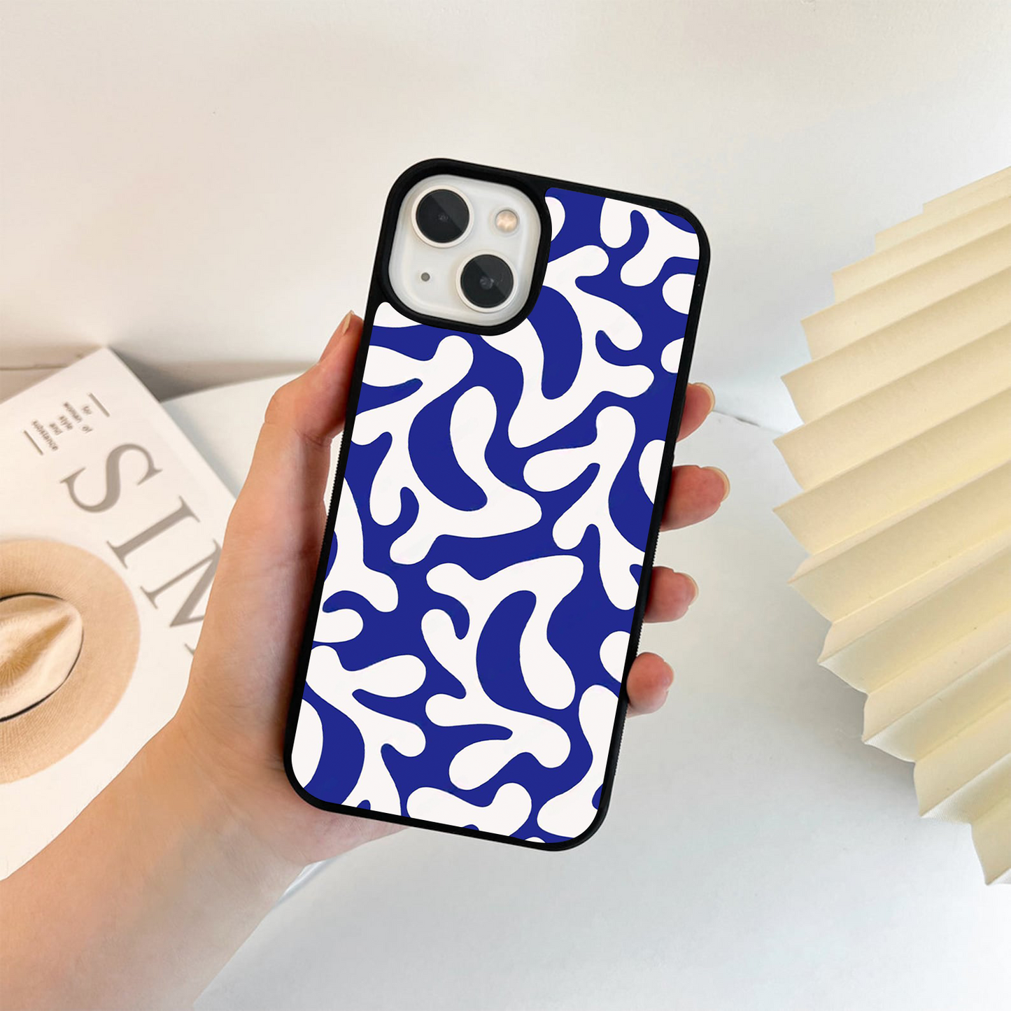 Abstract Coral Waves Glass Case