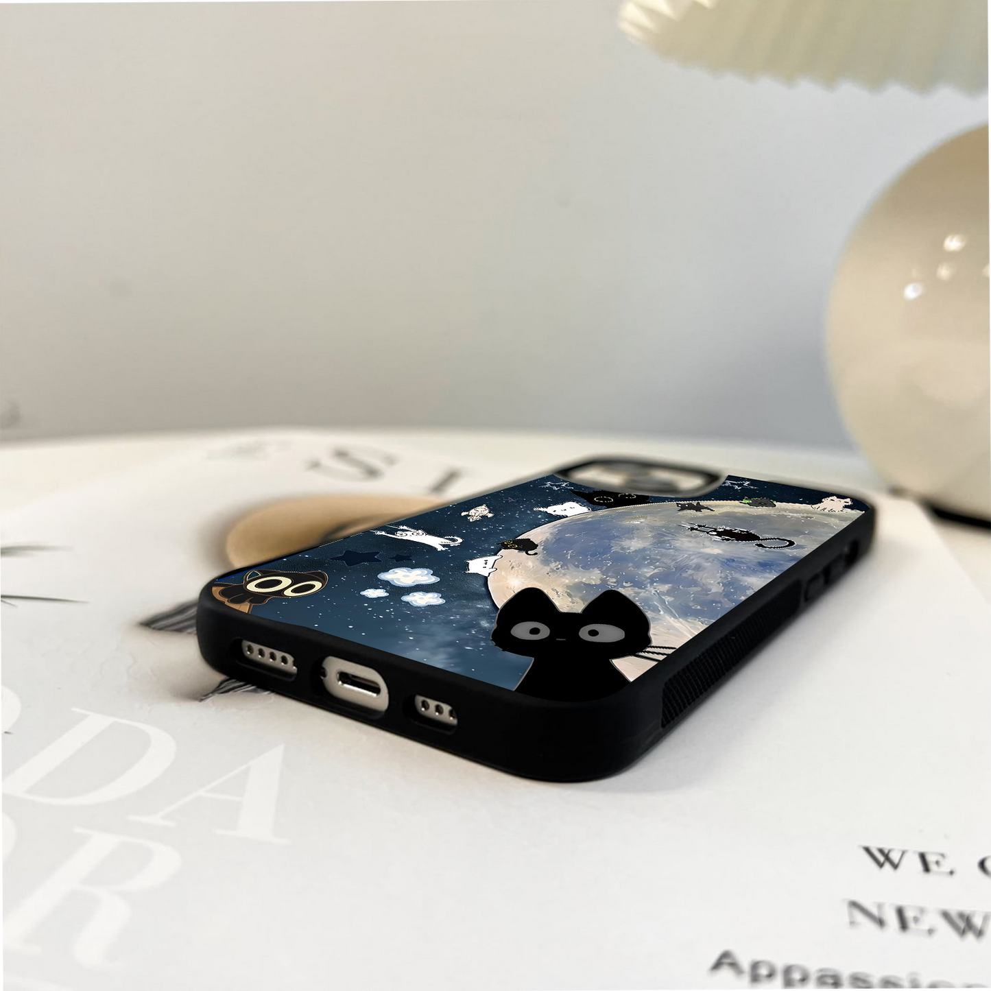 Moon Cat Pattern Glass Case