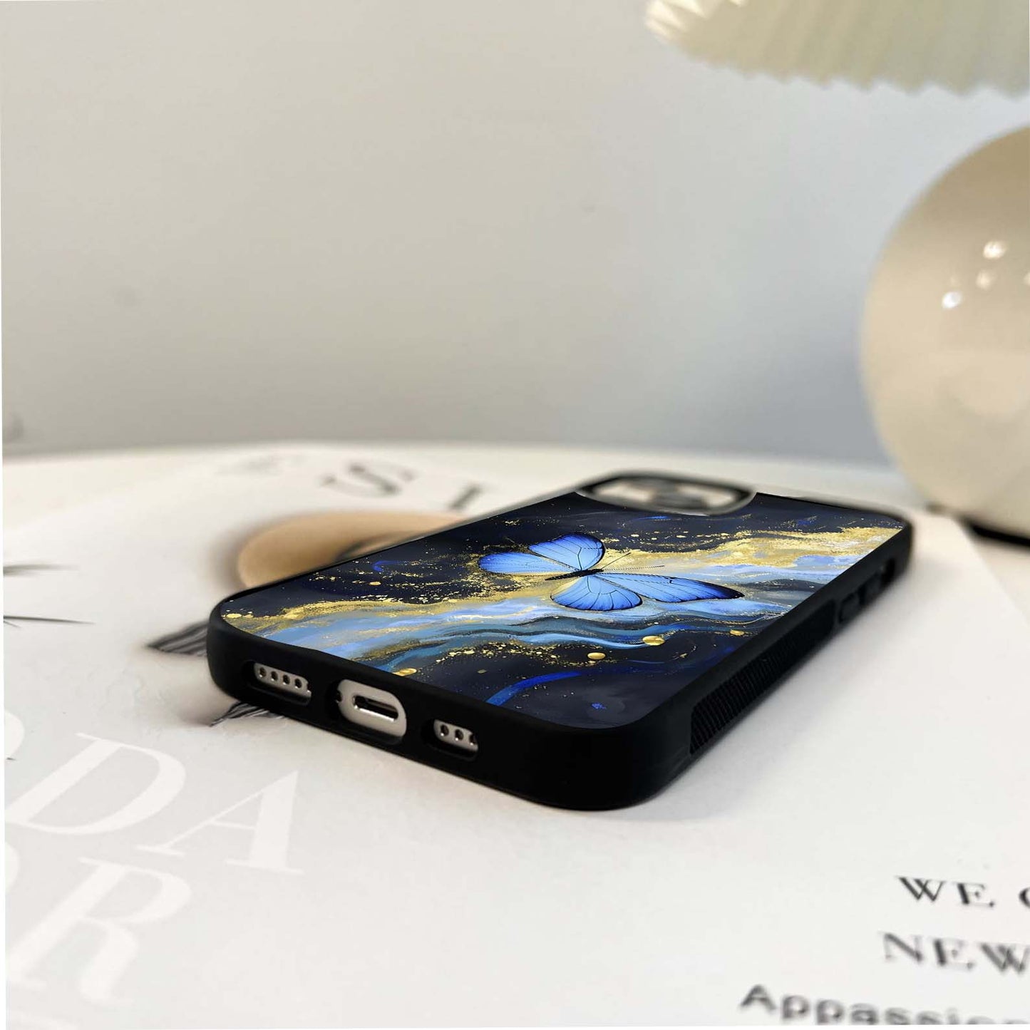 Blue Drift Butterfly Glass Case