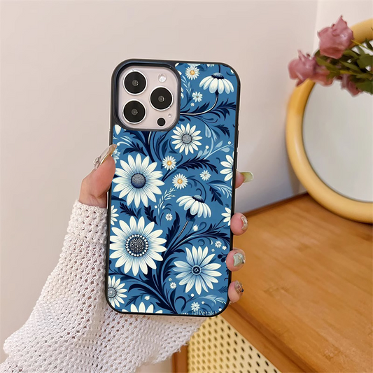 Blue flower Pattern Glass Case