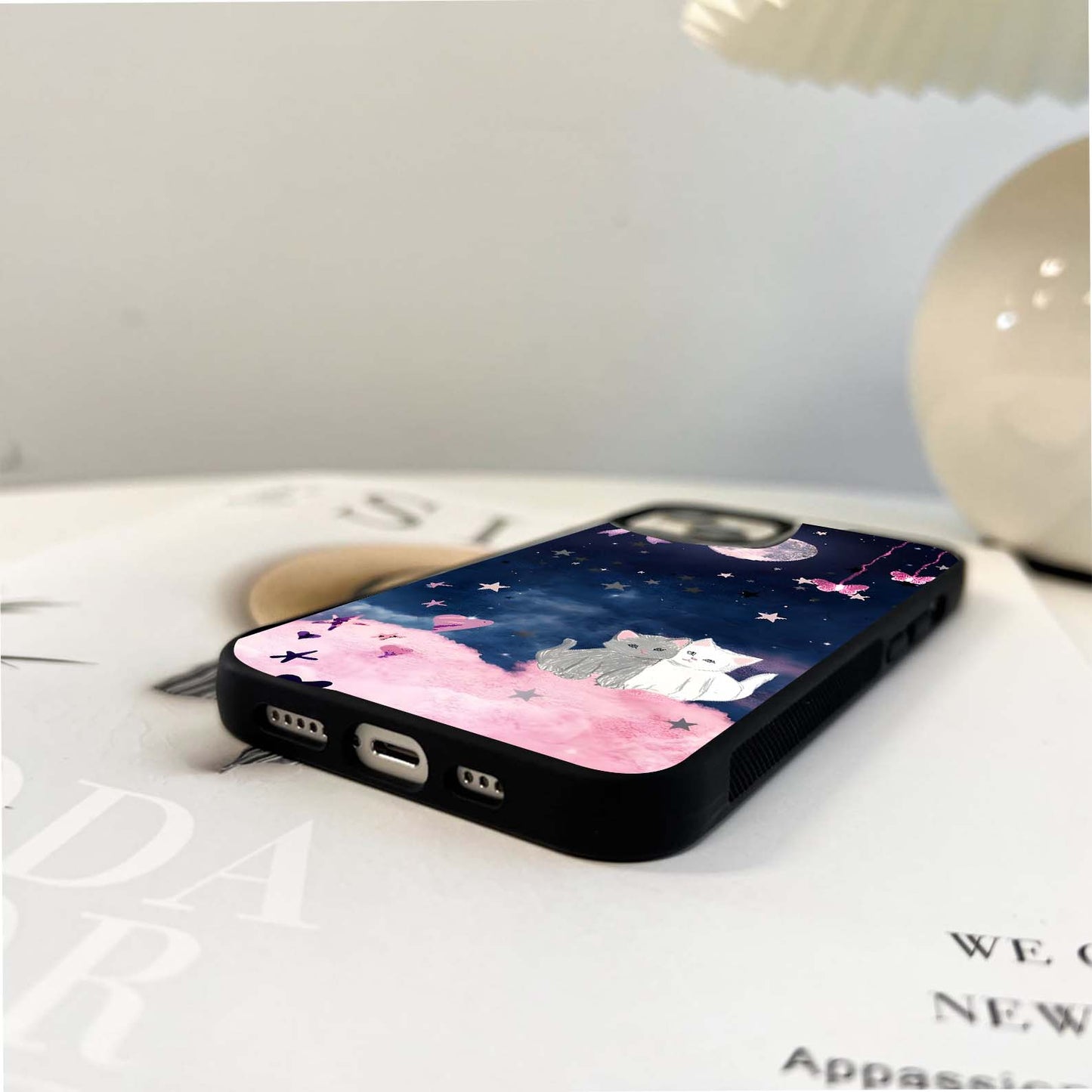 Moonlit Love Cats Glass Case