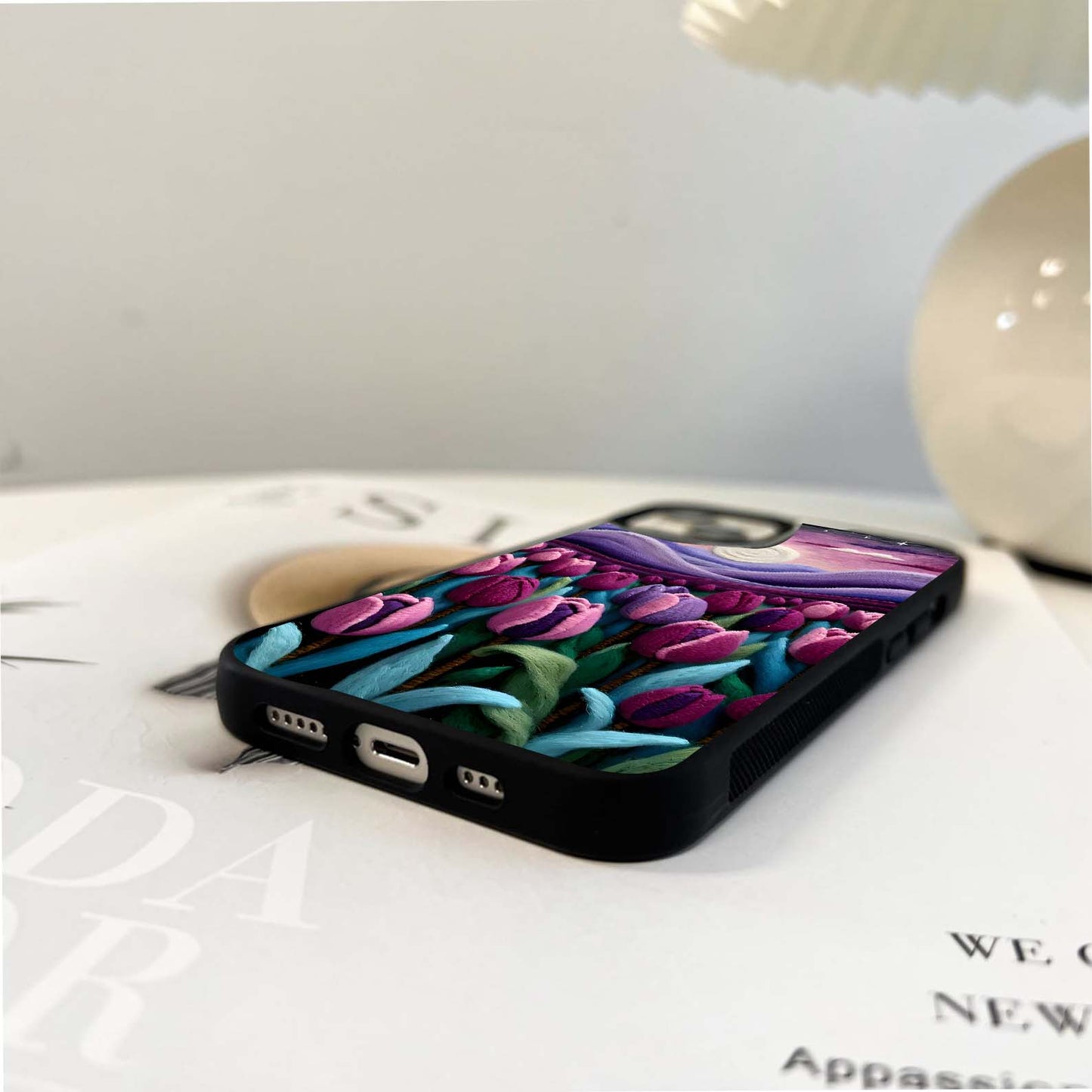 Moonlit Tulip Dreams Glass Case