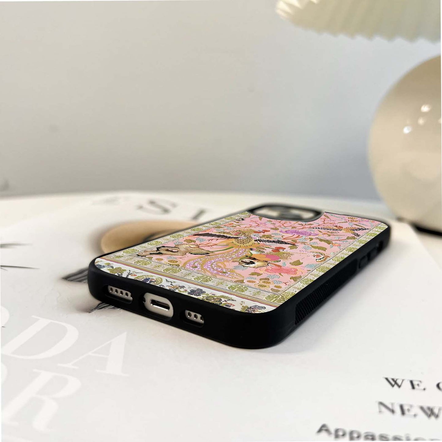 Oriental Blossom Birds Glass Case