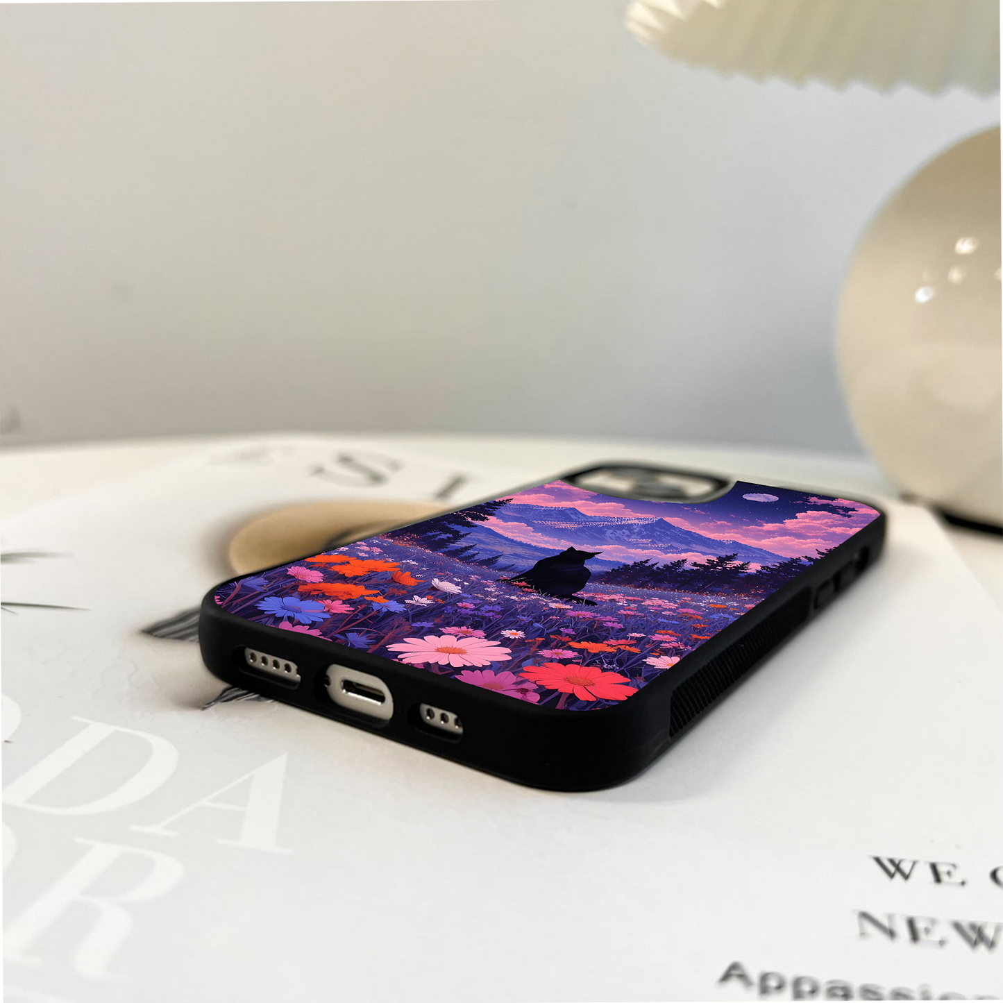 Flower Meadow Cat Glass Case