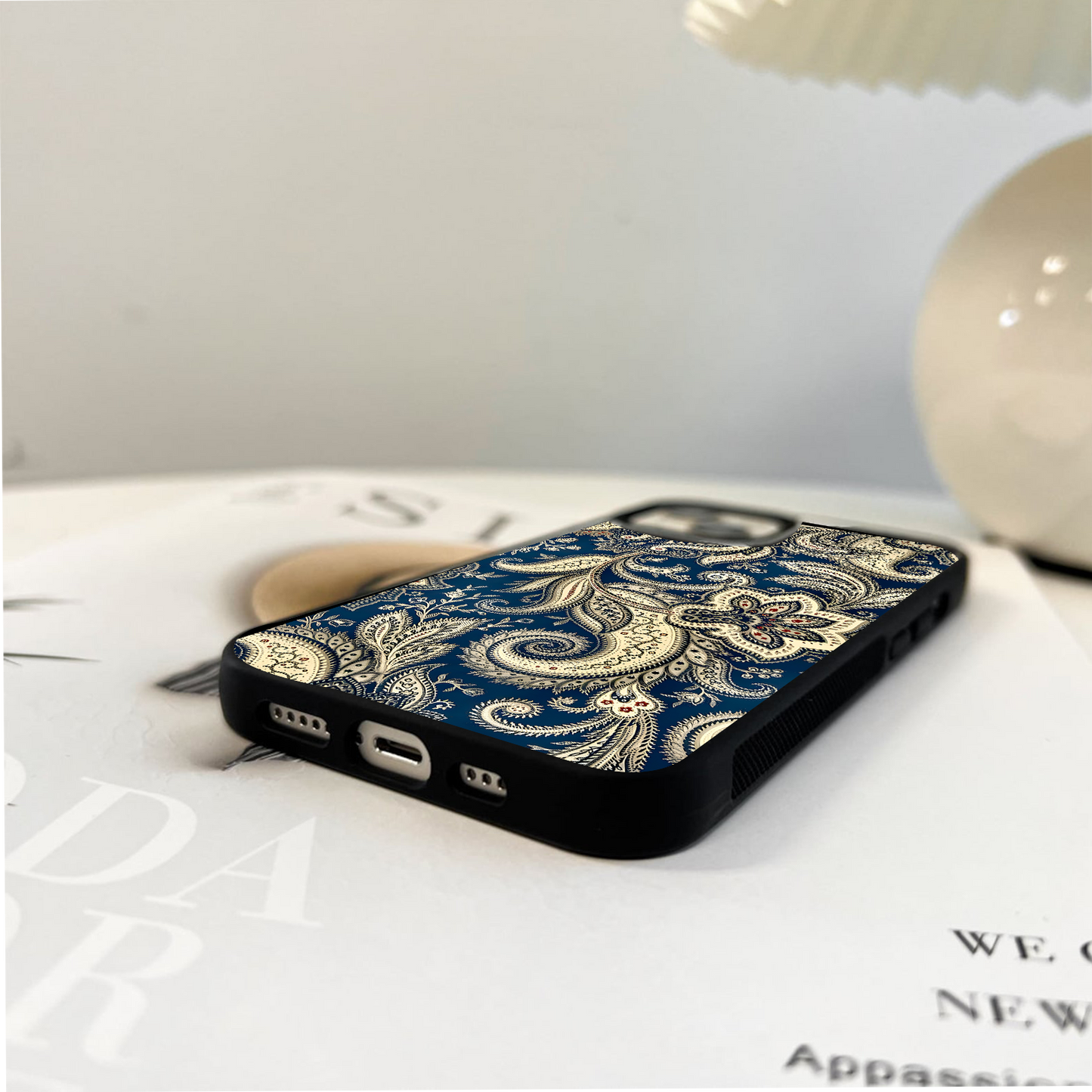 Navy Bloom Royal Glass Case
