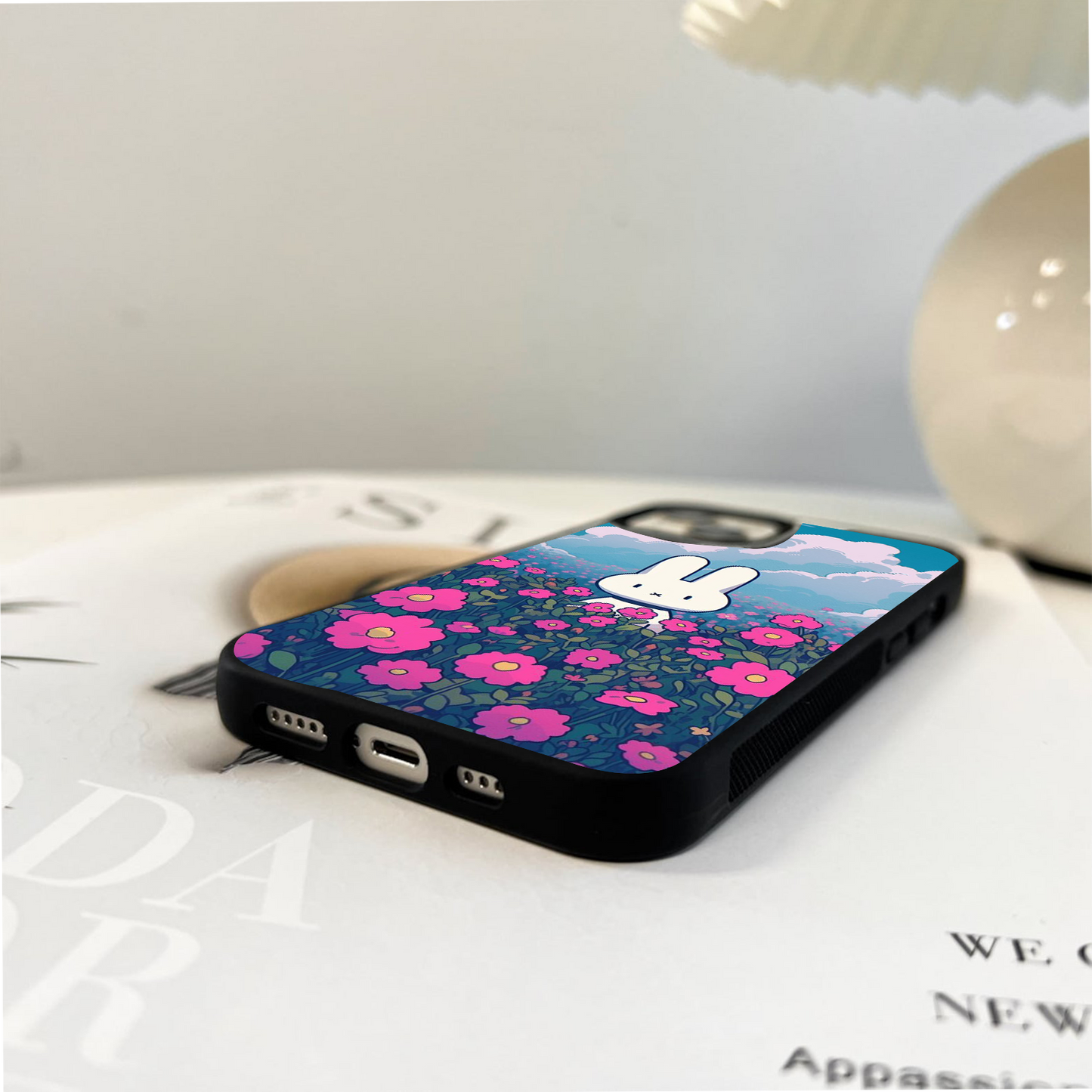 Springtime Blossom Bunny Glass Case