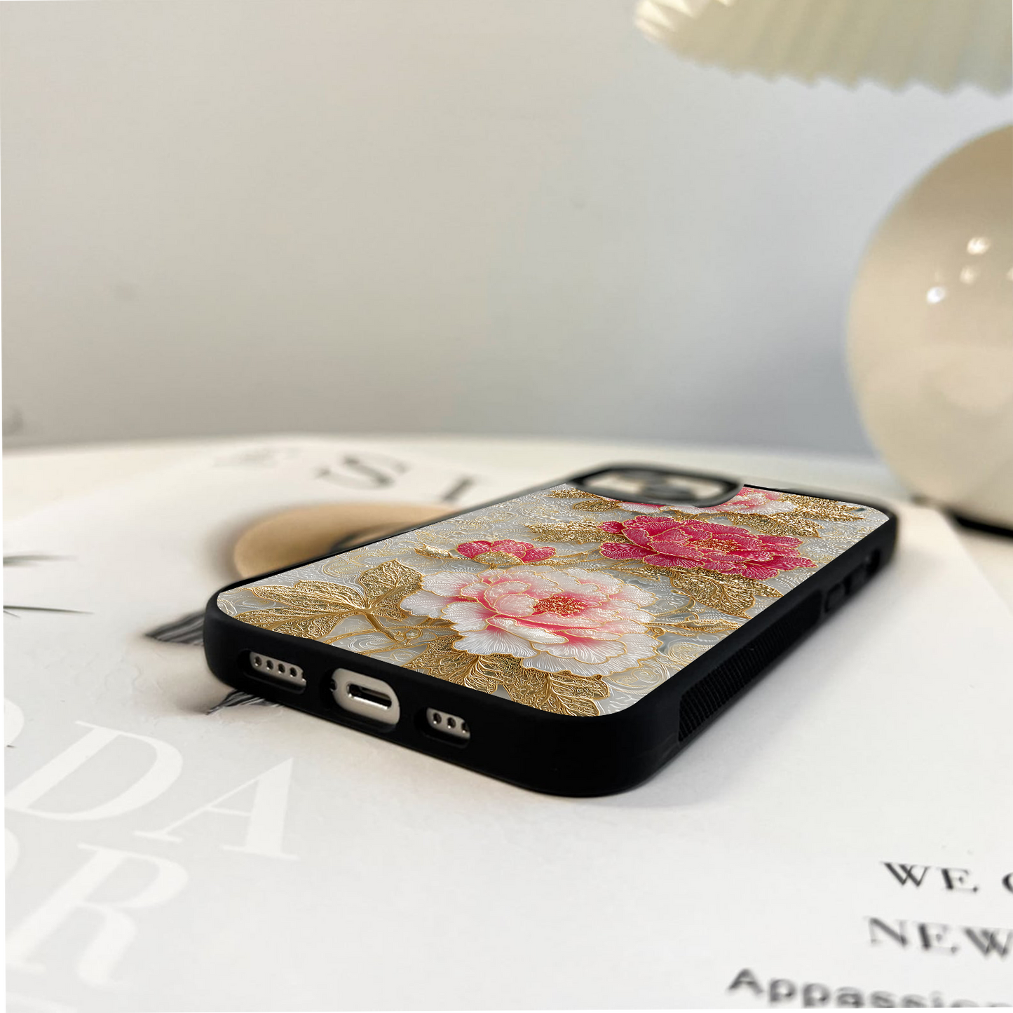 Golden Blossom Elegance Glass Case