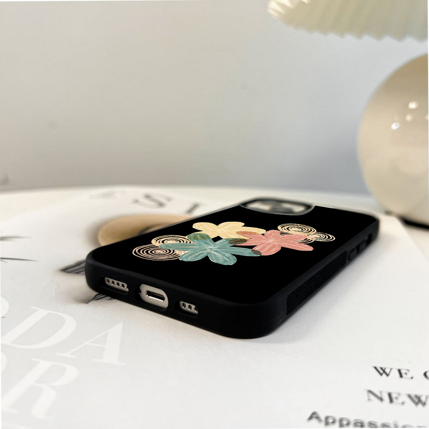 Soft Bloom Sketch Glass Case