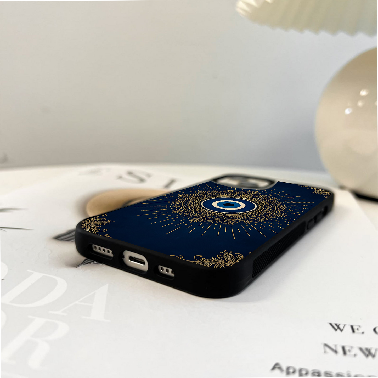 Golden Evil Eye Mandala Glass Case