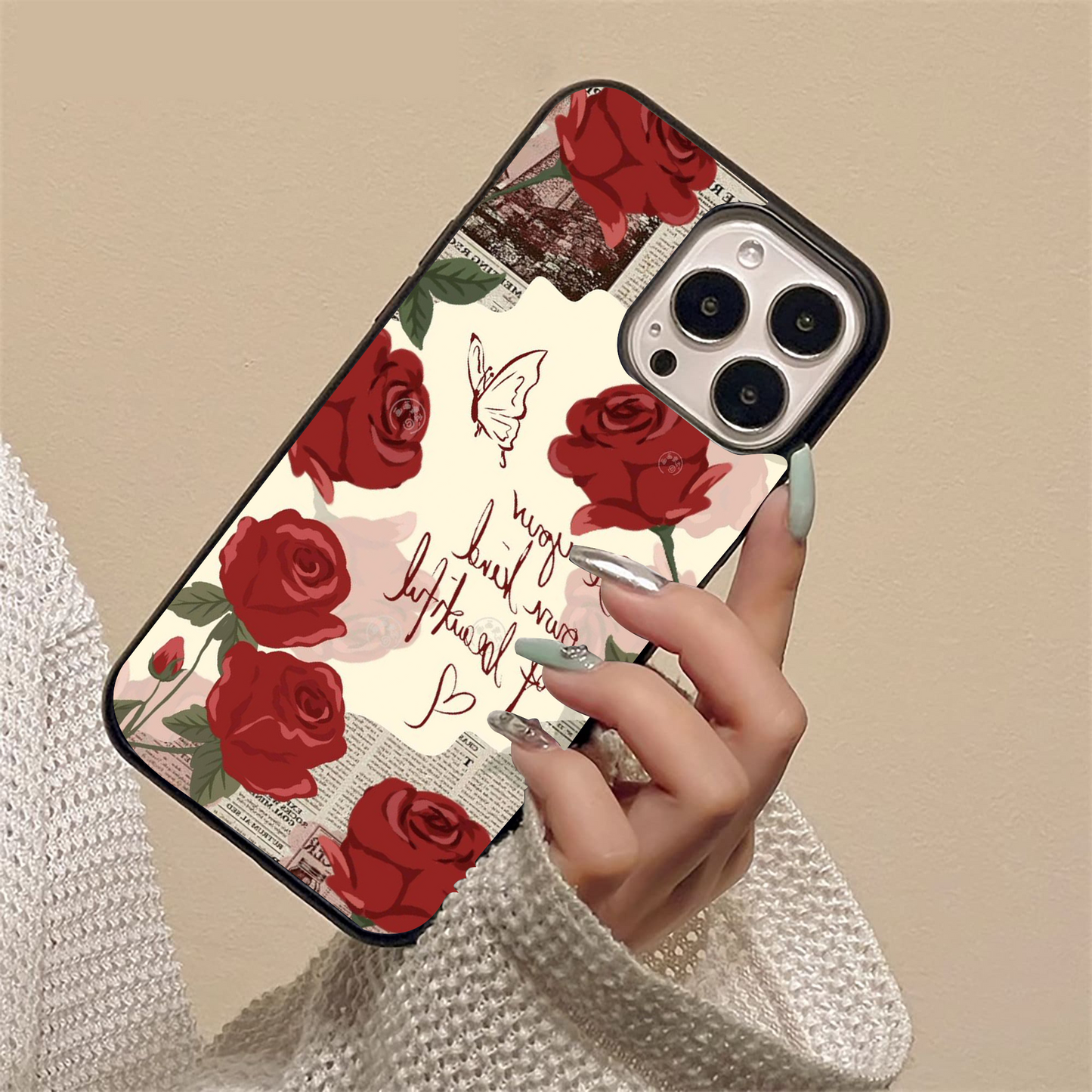 Floral Poetry Design Glass Case