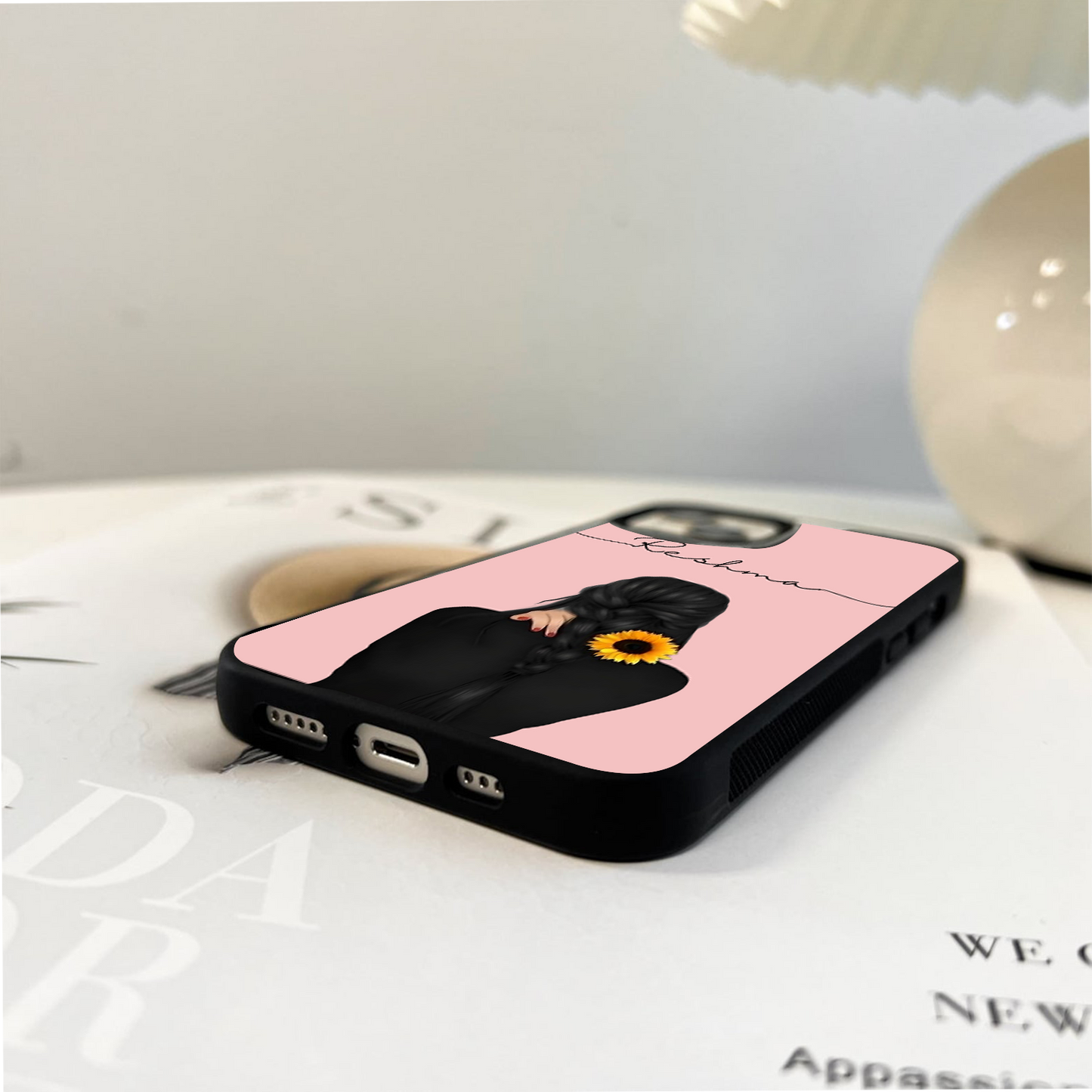 Sunflower Braid Beauty With Custom Name Glass Case