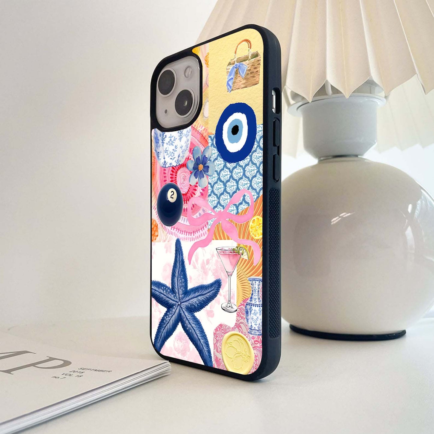 Pink Purple & Drinks Collage Glass Case