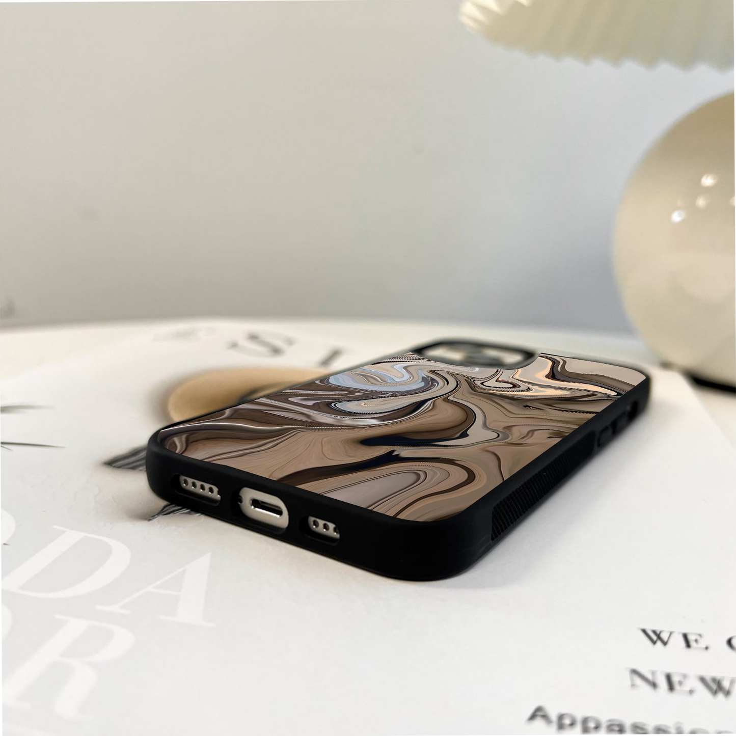 Swirled Cream Aesthetic Glass Case