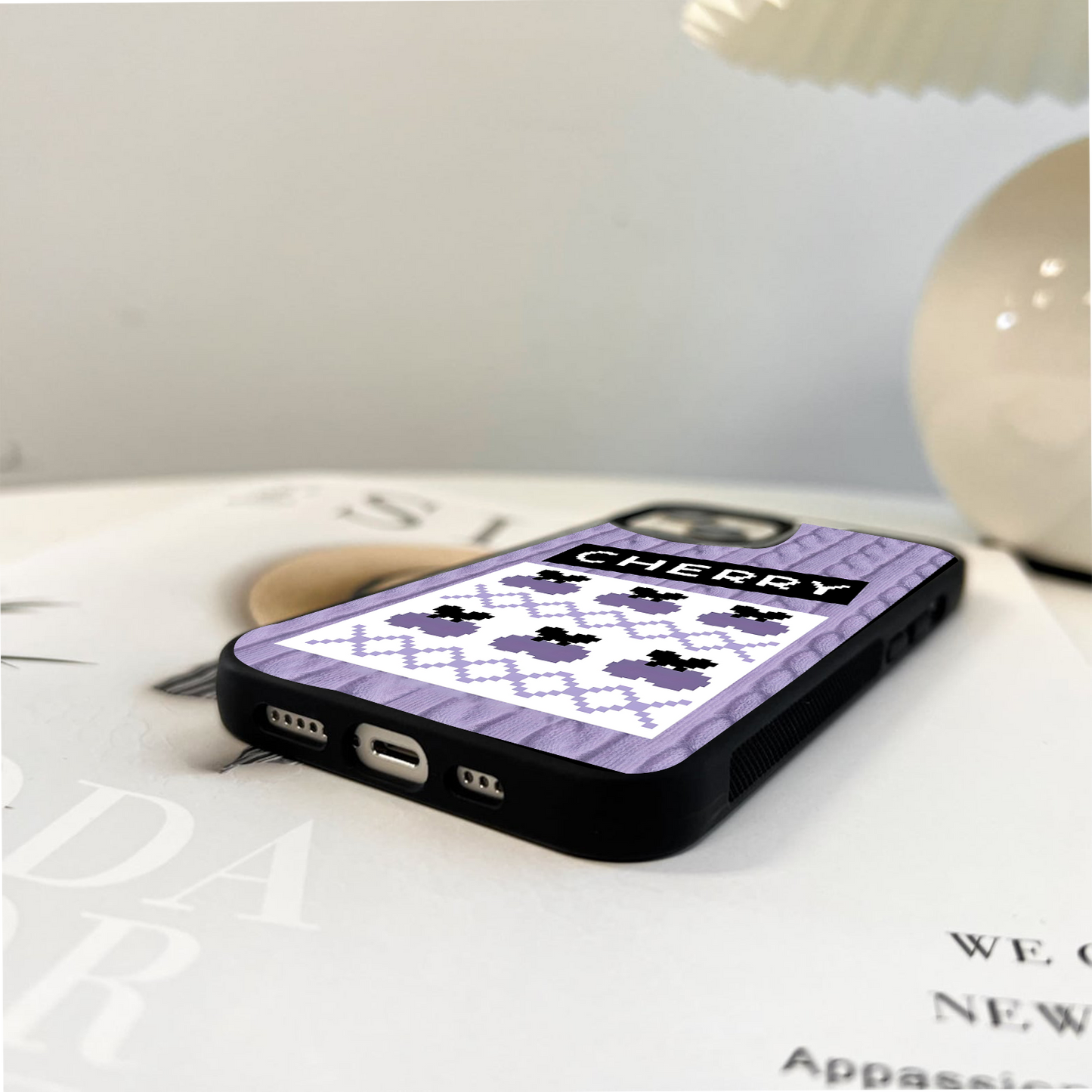 Pixel Knit Cherry Glass Case