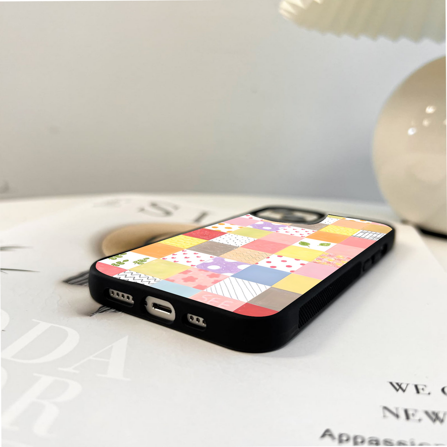 Pastel Grid Patch Glass Case