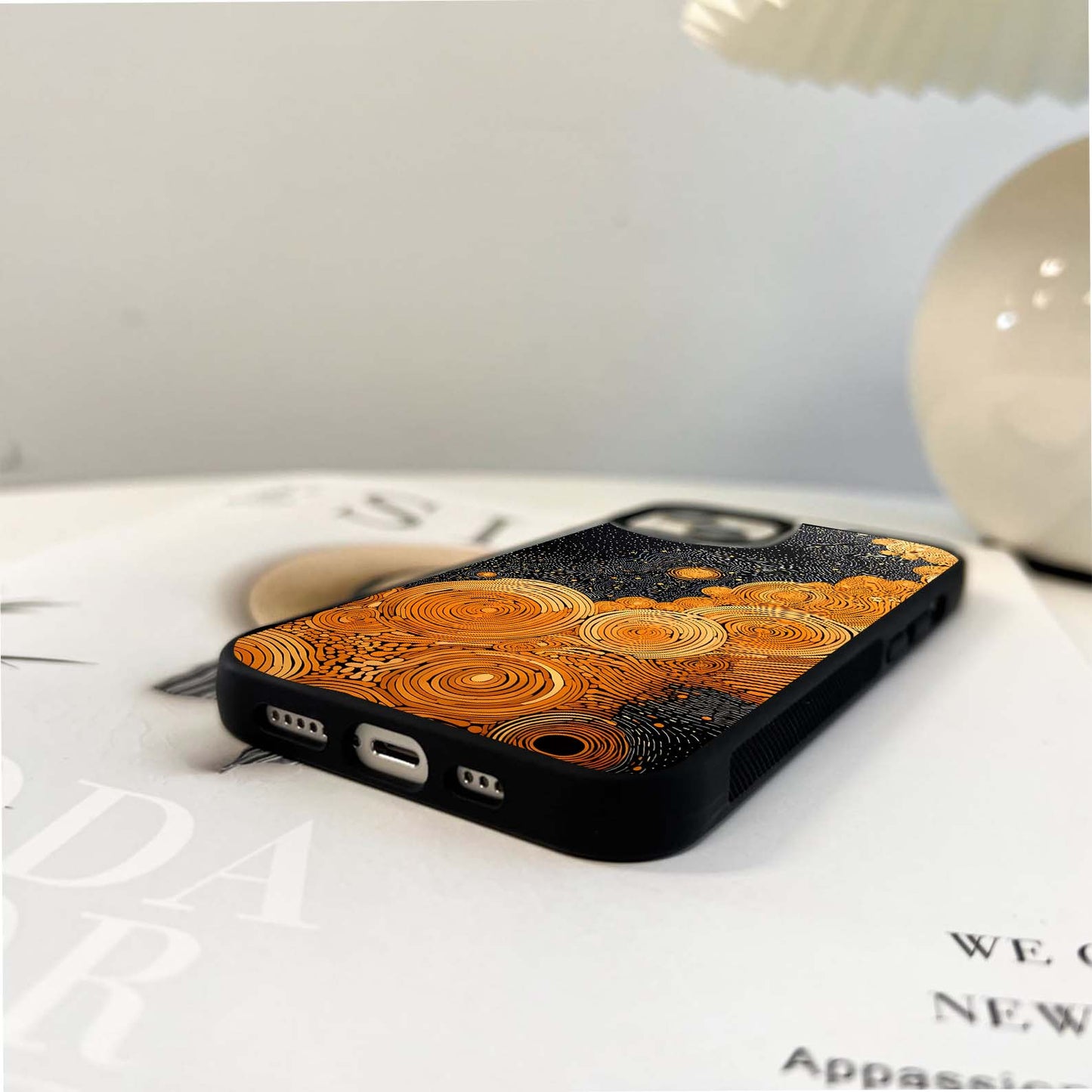 Golden Cosmic Whirls Glass Case