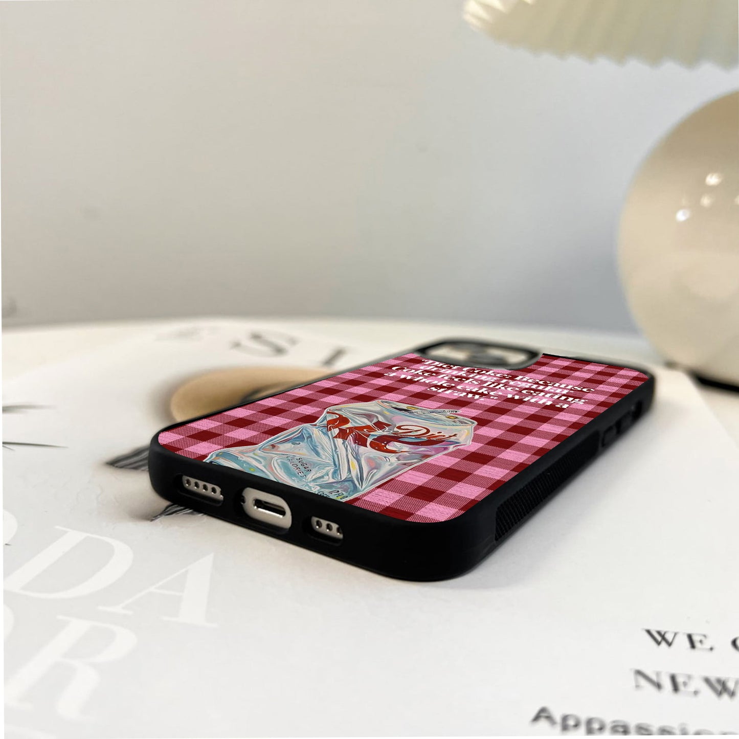 Diet Coke Pink Checks Glass Case
