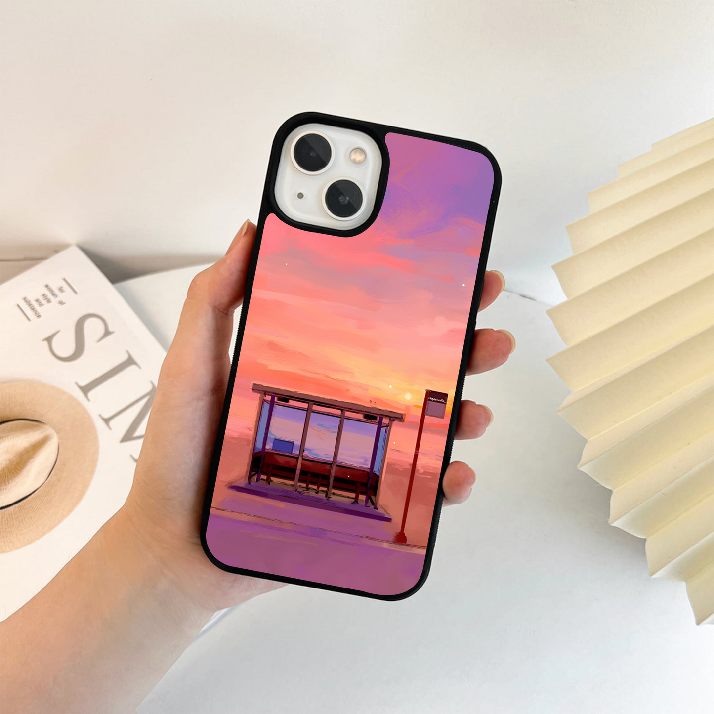 Waiting Sunset Calm Glass Case