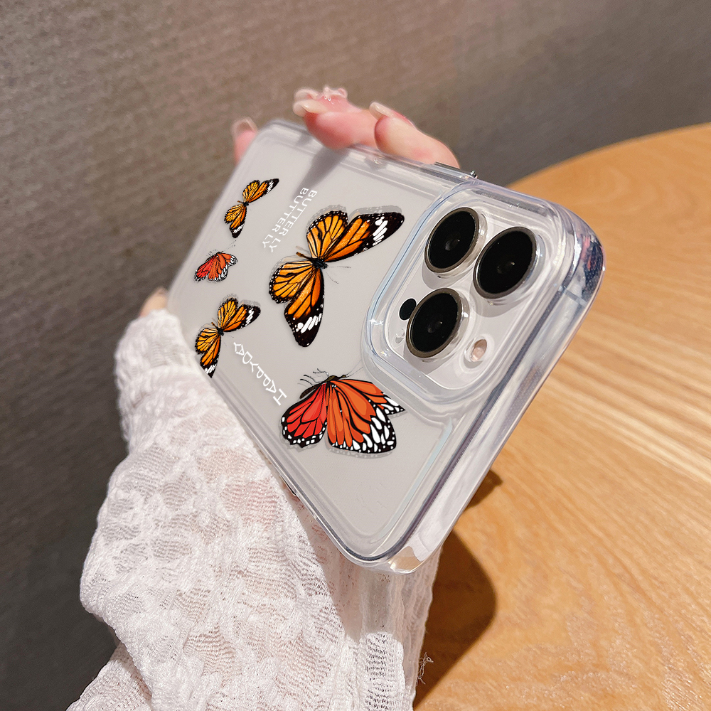 Yellow With Orange Butterfly Clear Silicon Cover