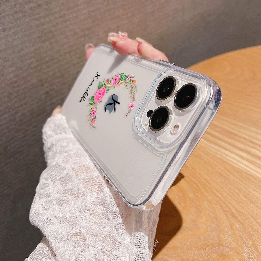 Initial Blossom Ring Custom Name Clear Silicon Soft Cover