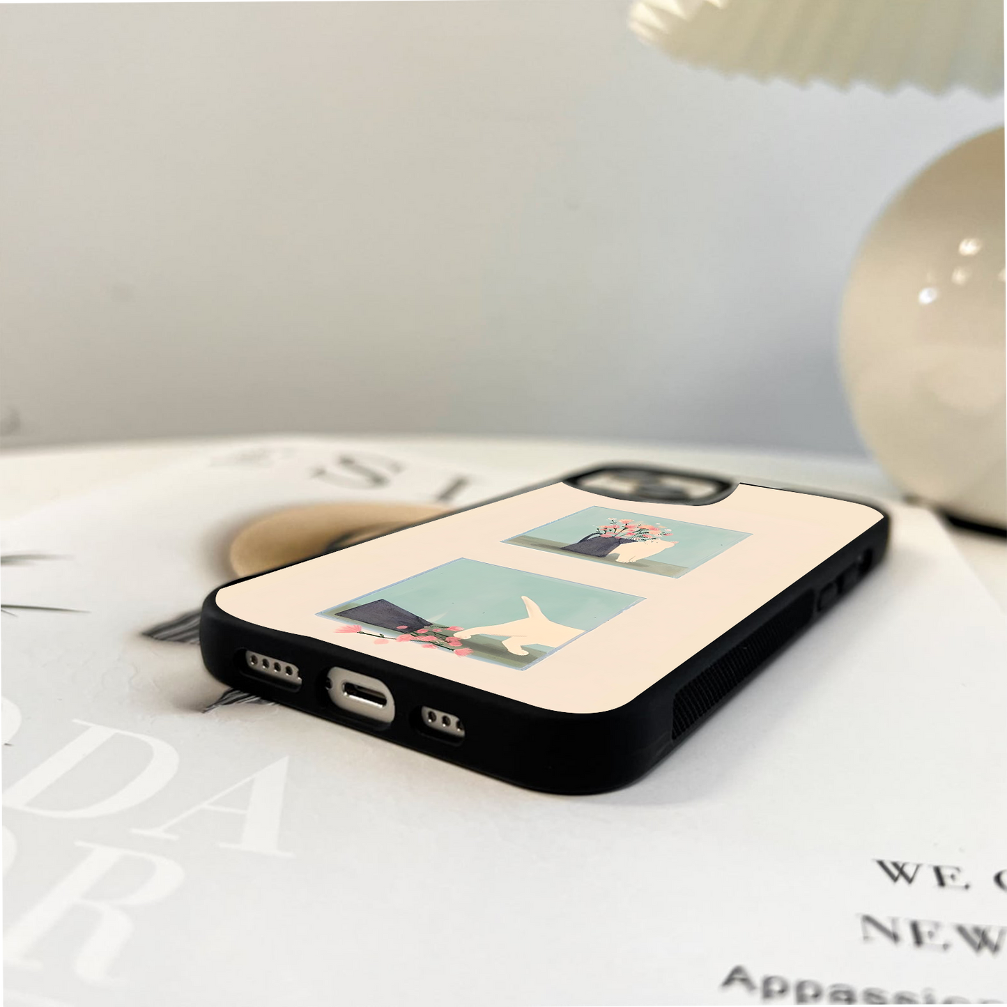 Playful Kitty Flower Glass Case