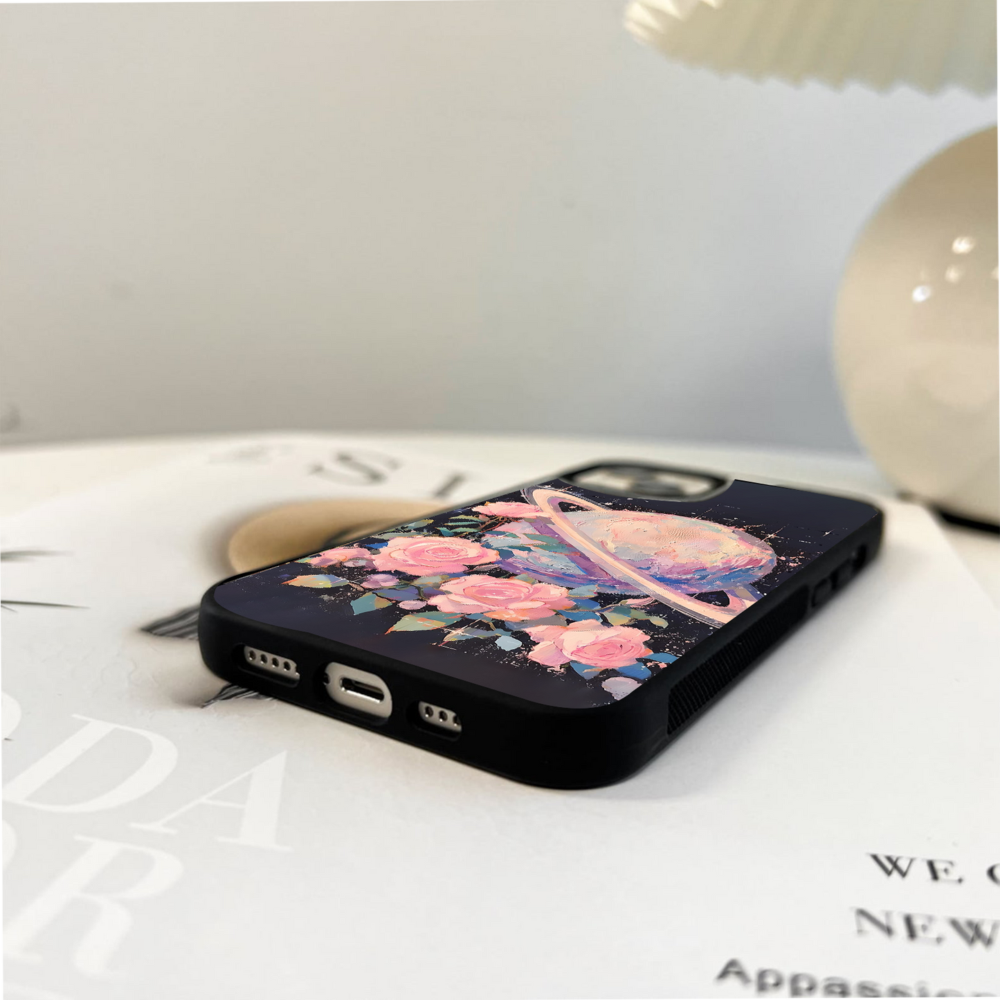 Saturn With Roses Glass Case