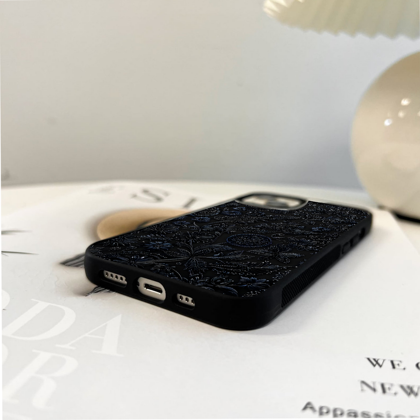 Midnight Bloom Elegance Glass Case