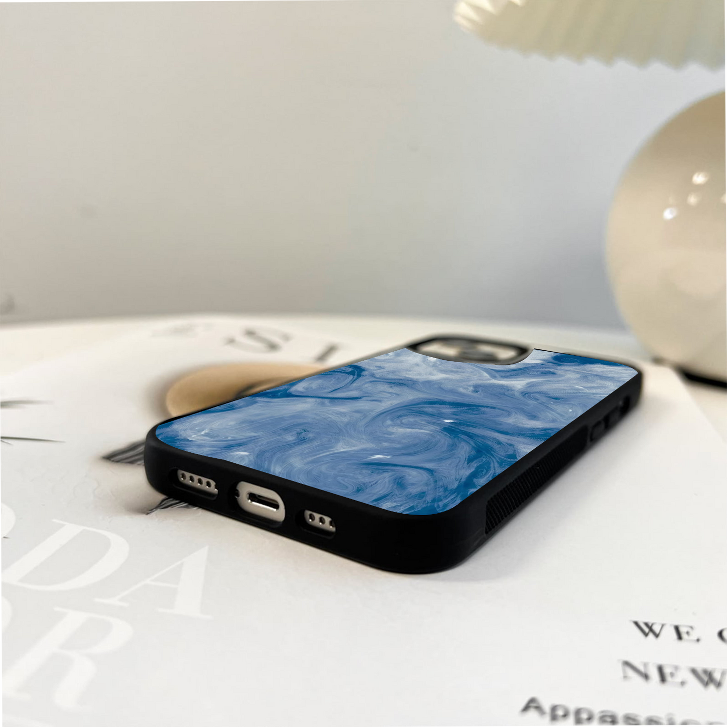 Swirly Cloud Blue Glass Case