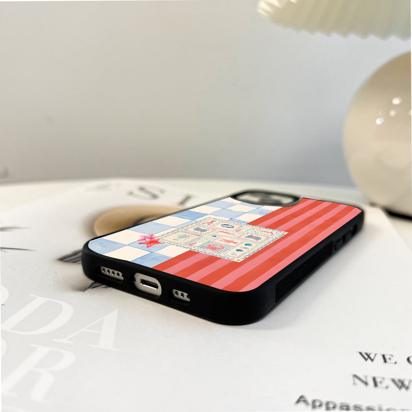 Seaside Stamp Collage Glass Case