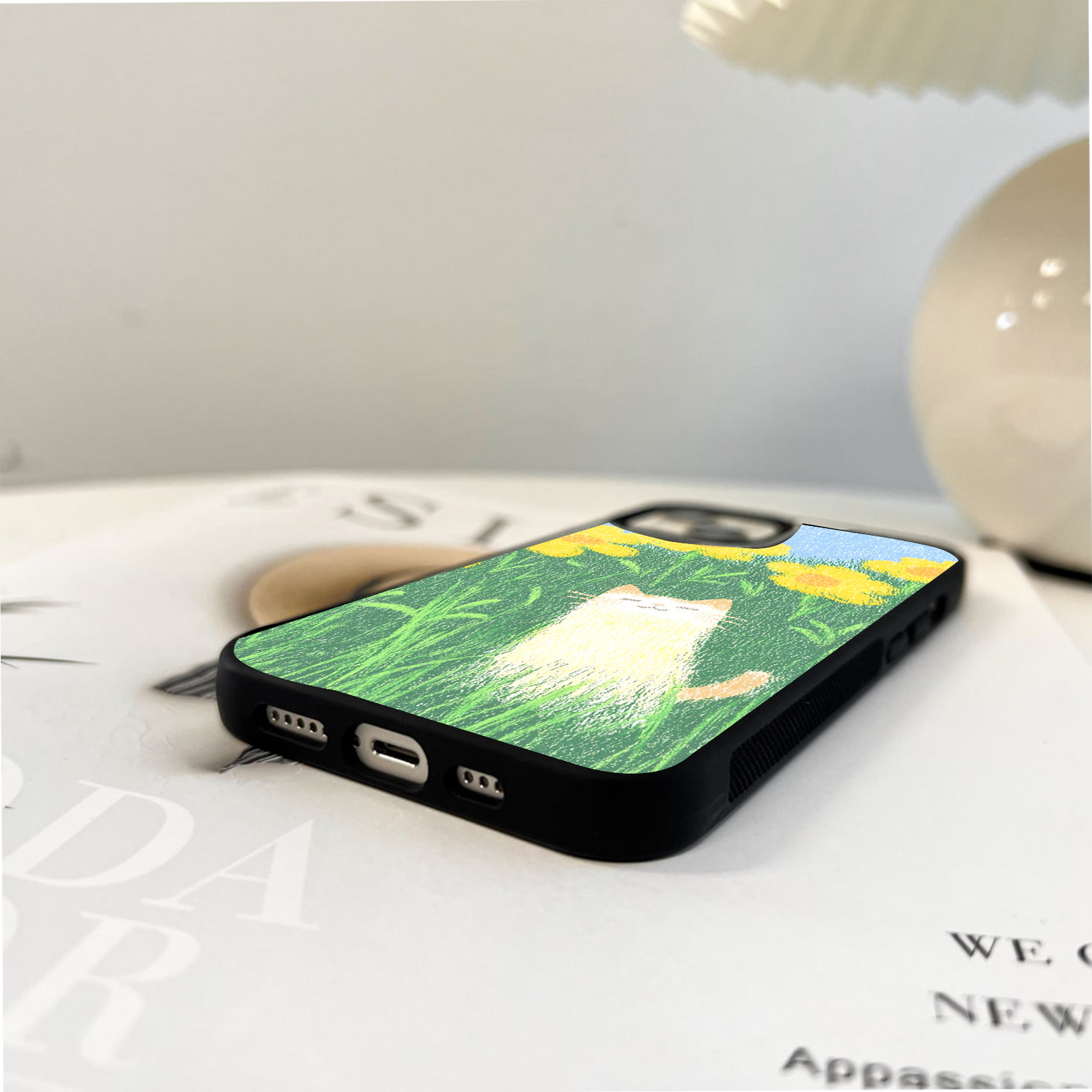 Sunflower Cat Nap Glass Case