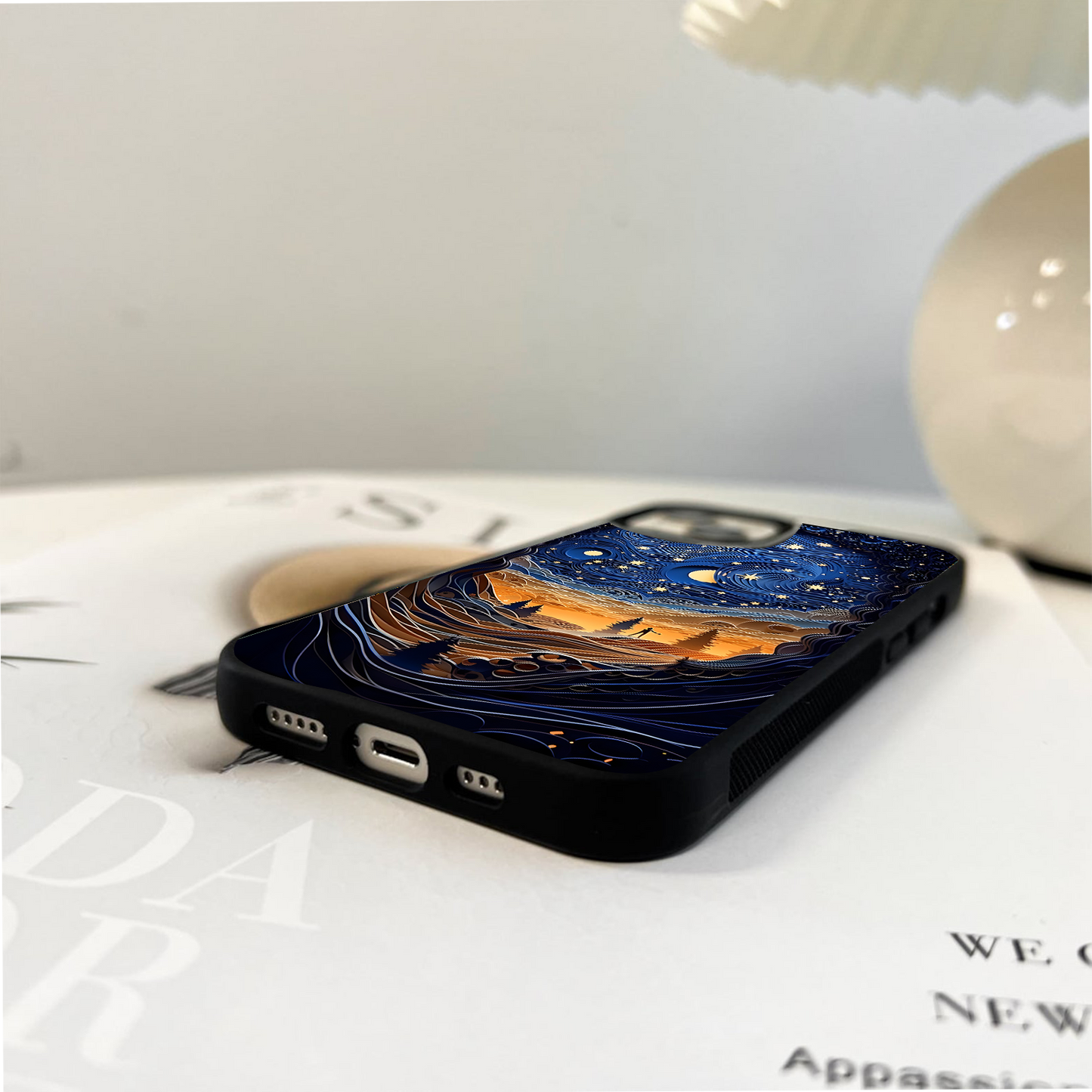 Papercut Dark Senery Glass Case