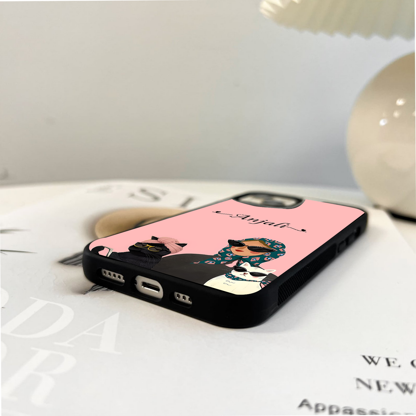 Stylish Cat Club With Custom Name Glass Case