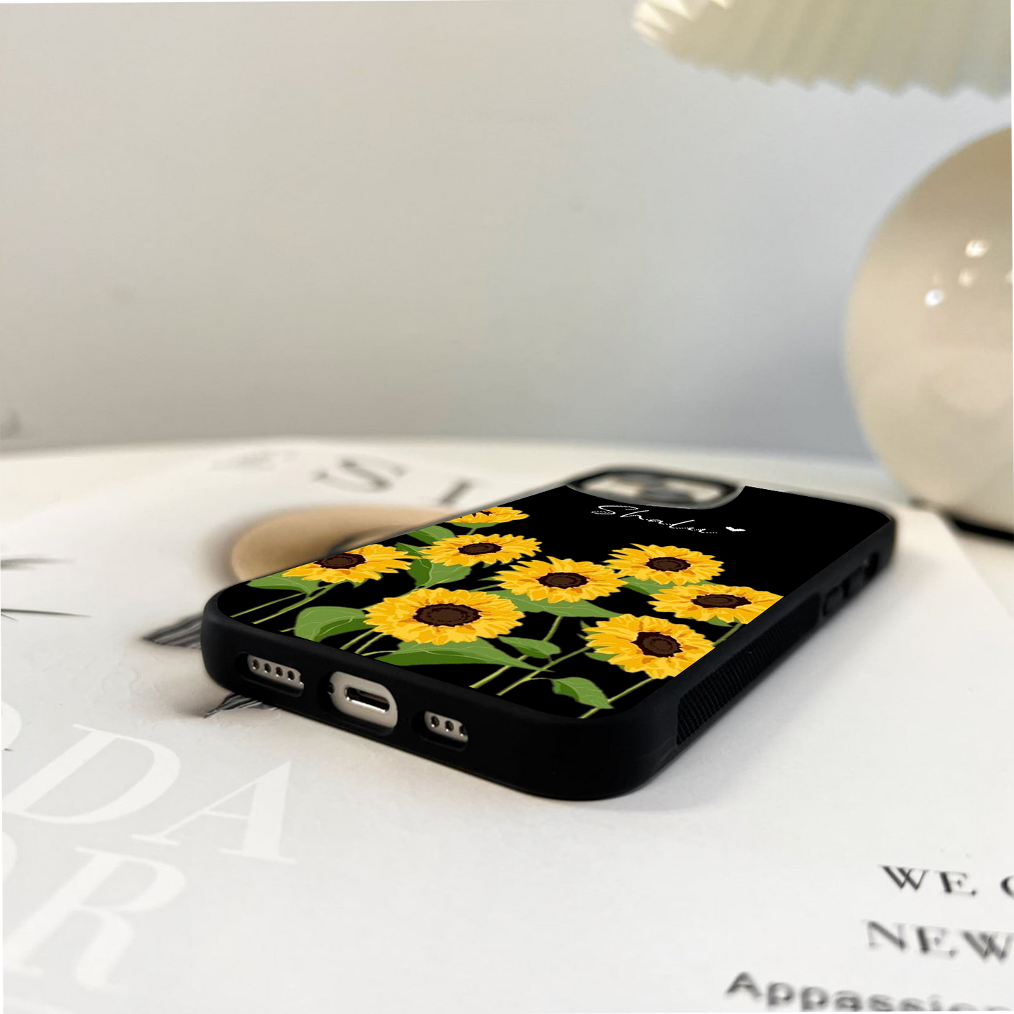 Sunflower Chic Mood With Custom Name Glass Case
