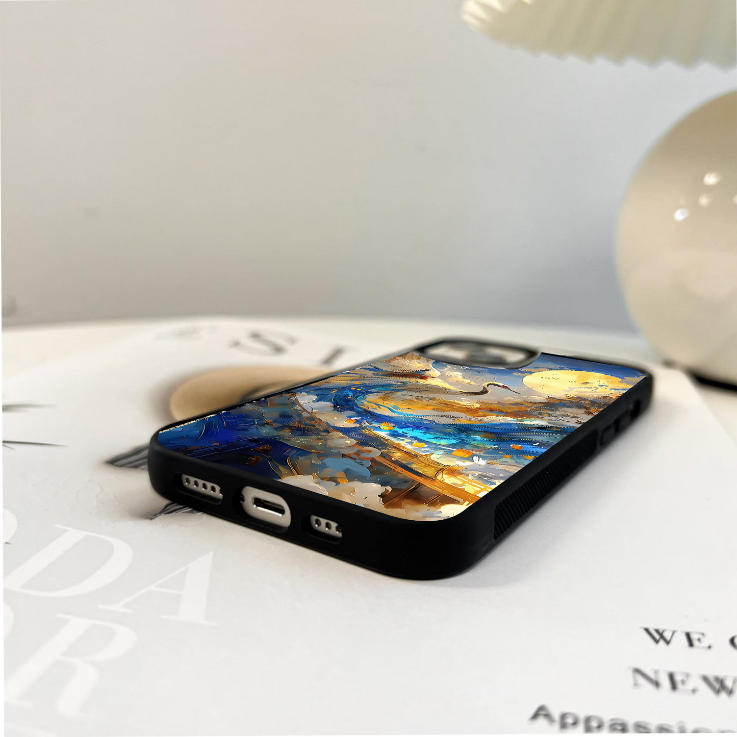 Moonlit Crane Flight Glass Case