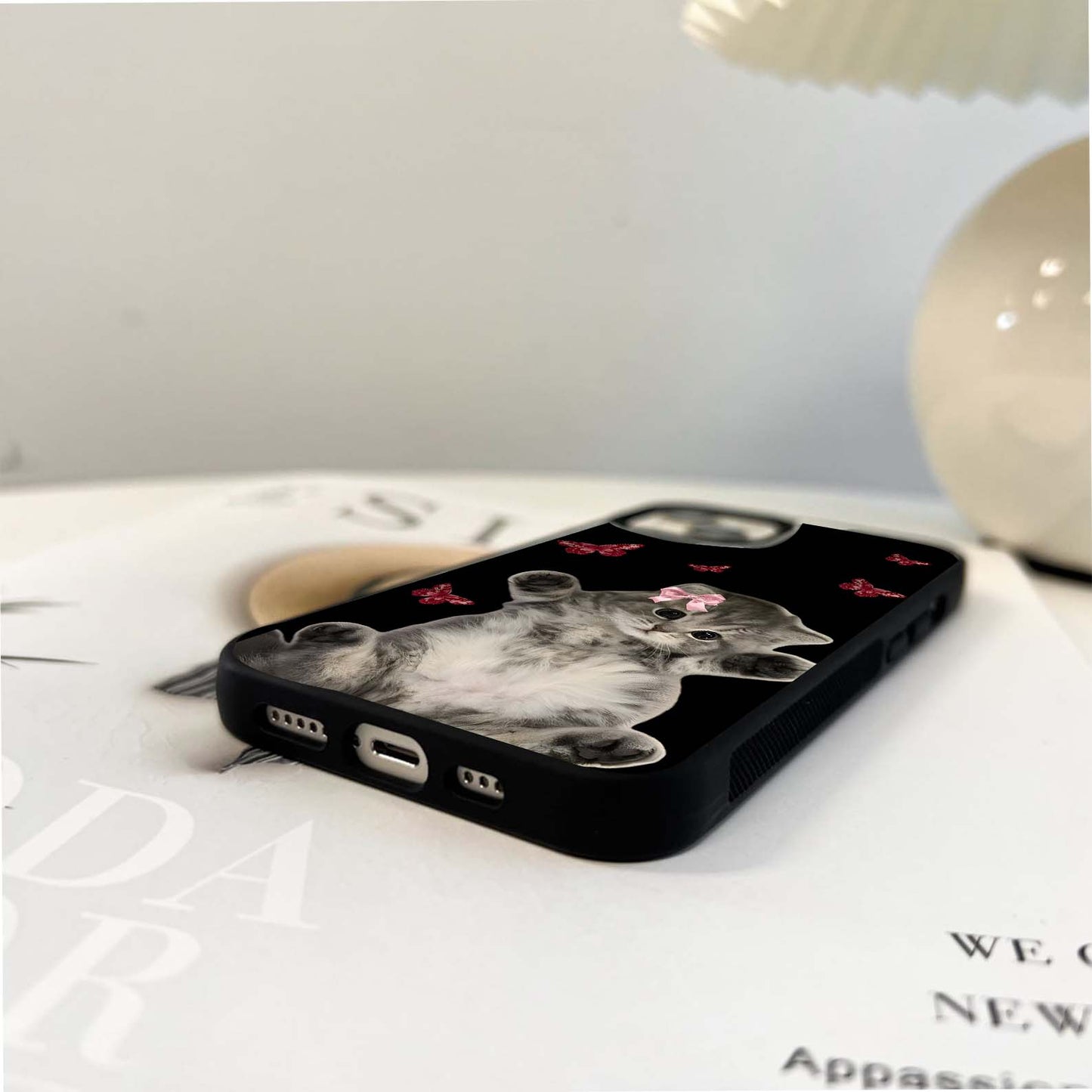 Butterfly Cat Bliss Glass Case