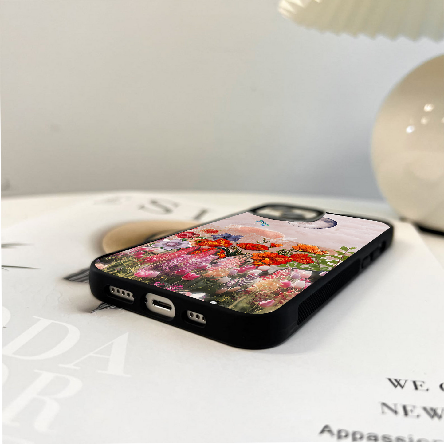 Moonlit Floral Garden Glass Case