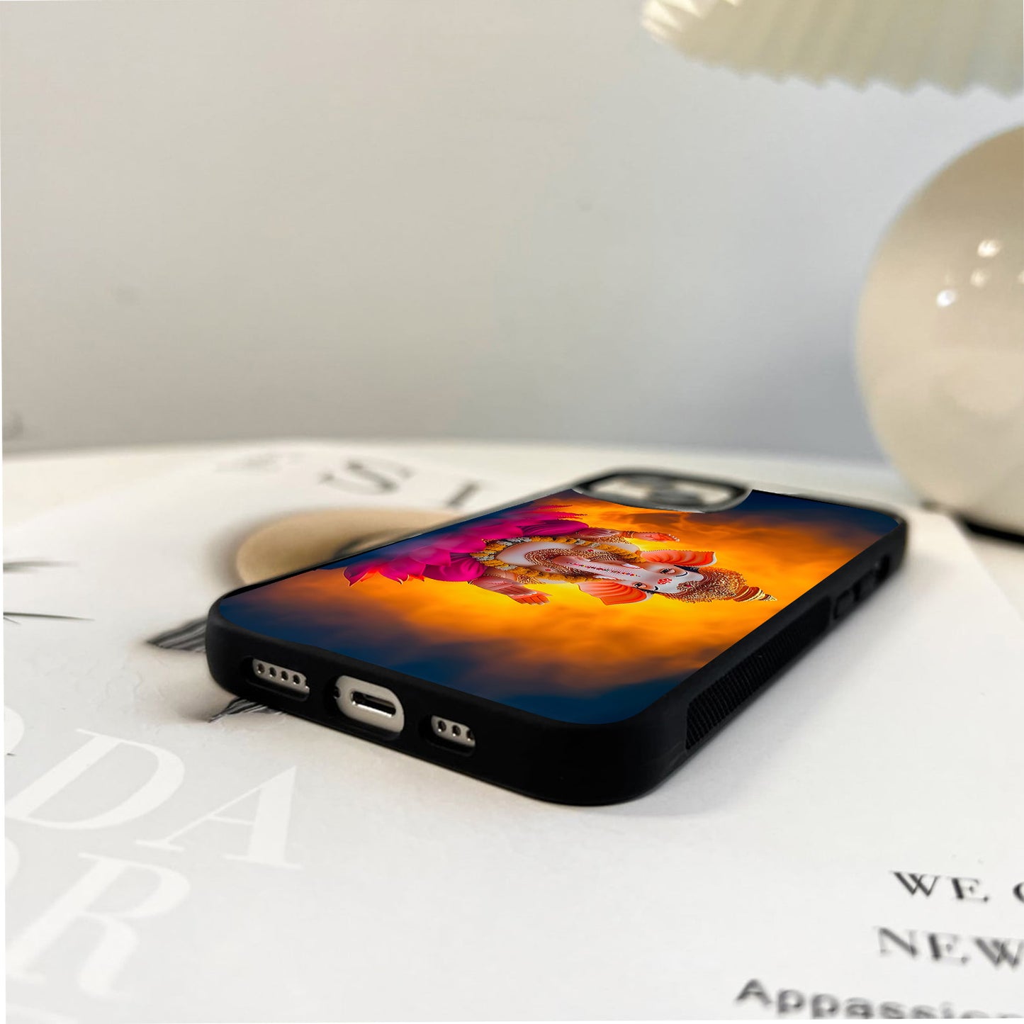 Lotus Ganesha Glow Glass Case