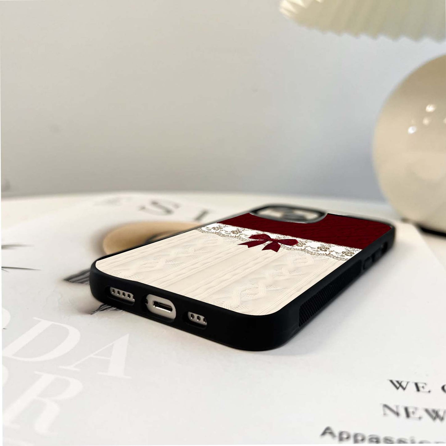 Crimson Wine Bow Glass Case