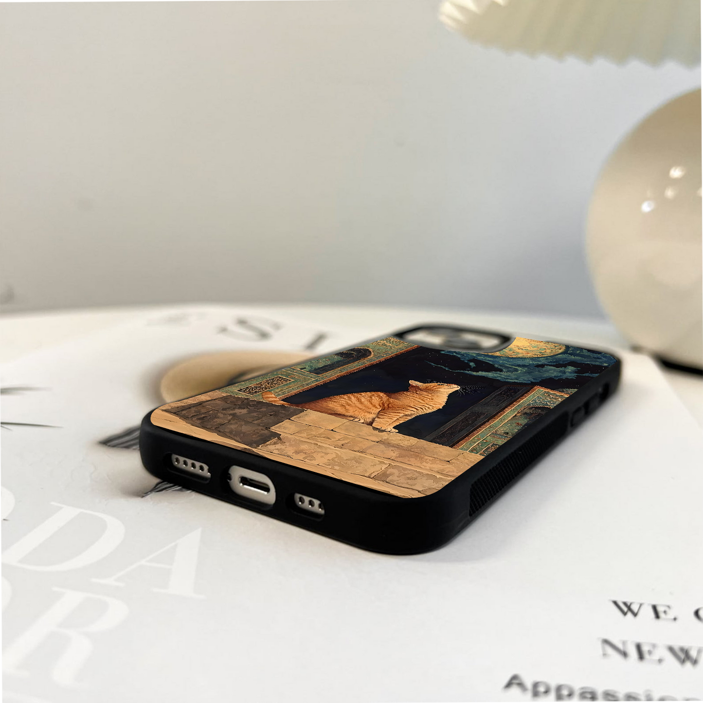 Cat Under Moon Glass Case