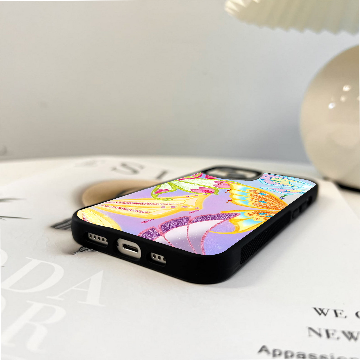 Butterfly Glitter Wings Glass Case