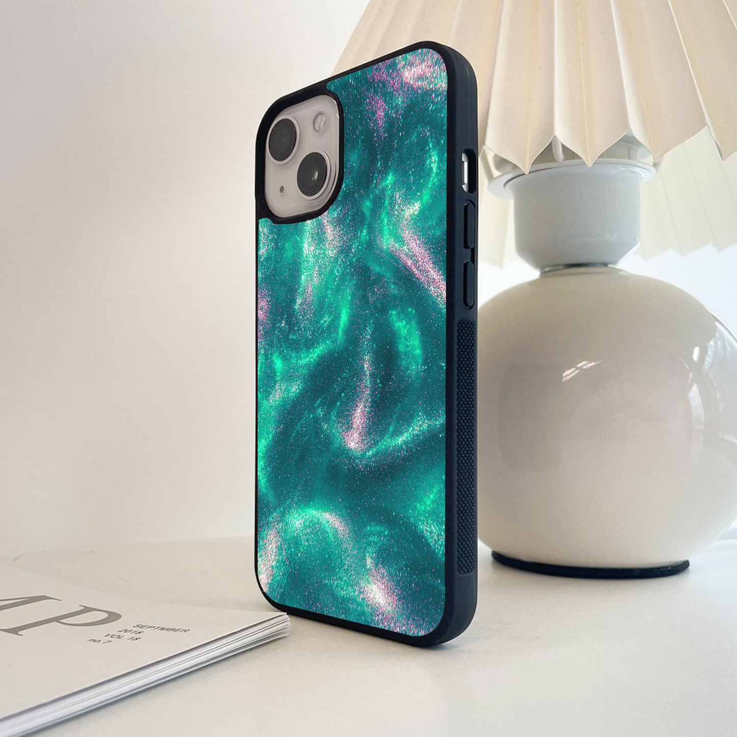 Shimmering Nebula Waves Glass Case