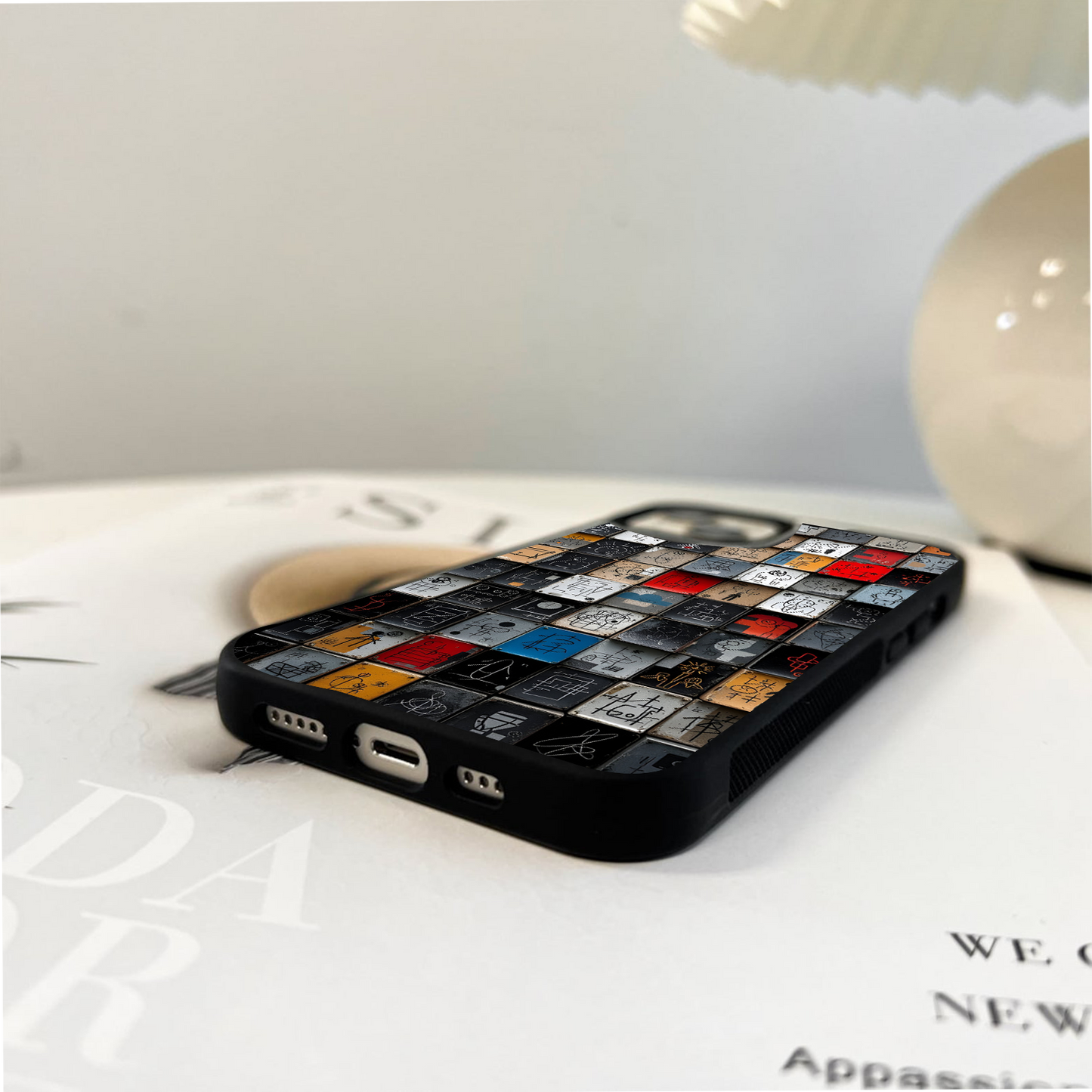 Abstract Grid Art Glass Case