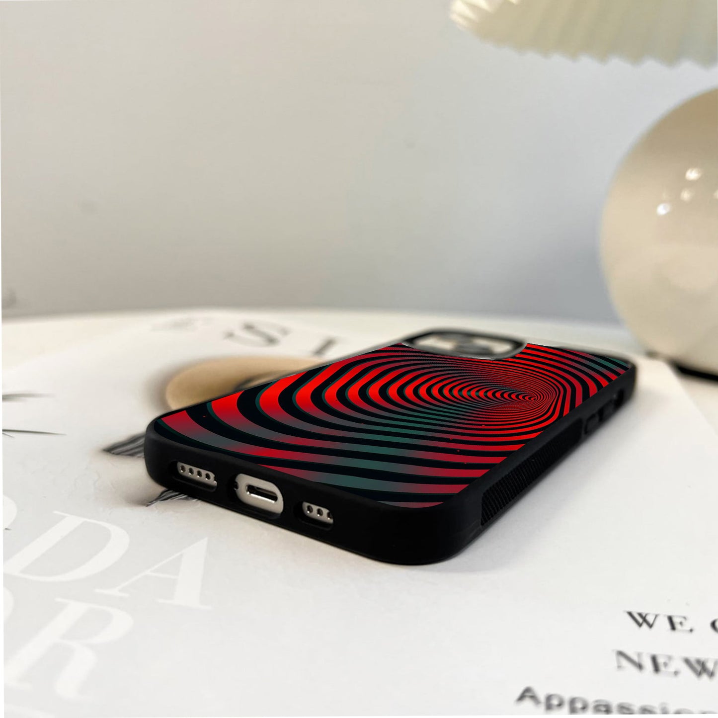 Red Hypnotic Tunnel Glass Case