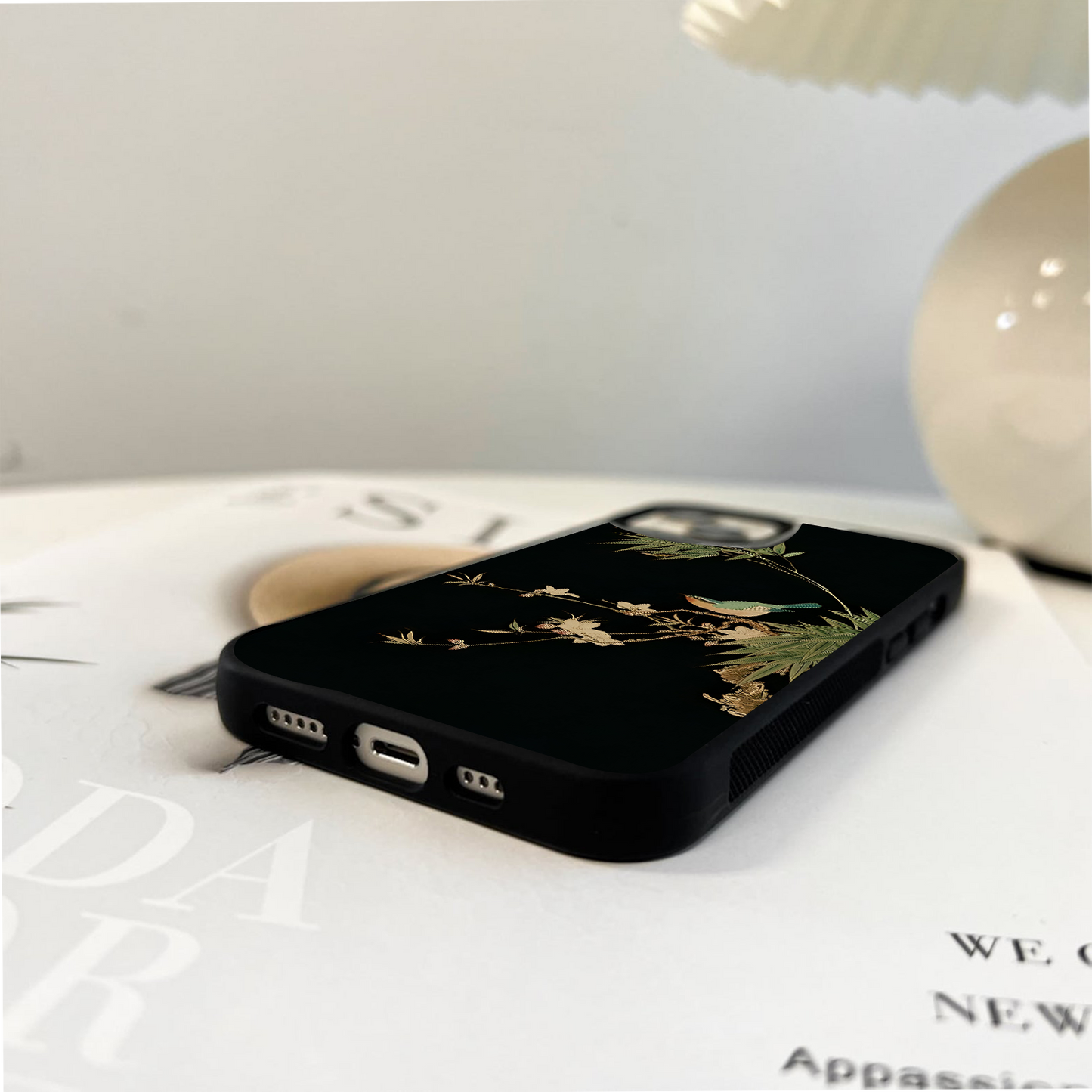 Midnight Bamboo Bird Glass Case