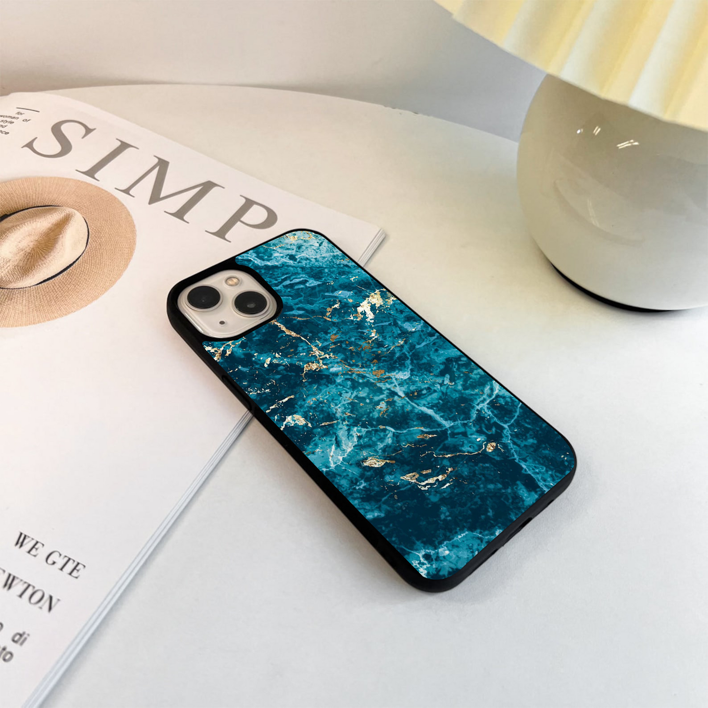 Deep Blue Marble Glass Case