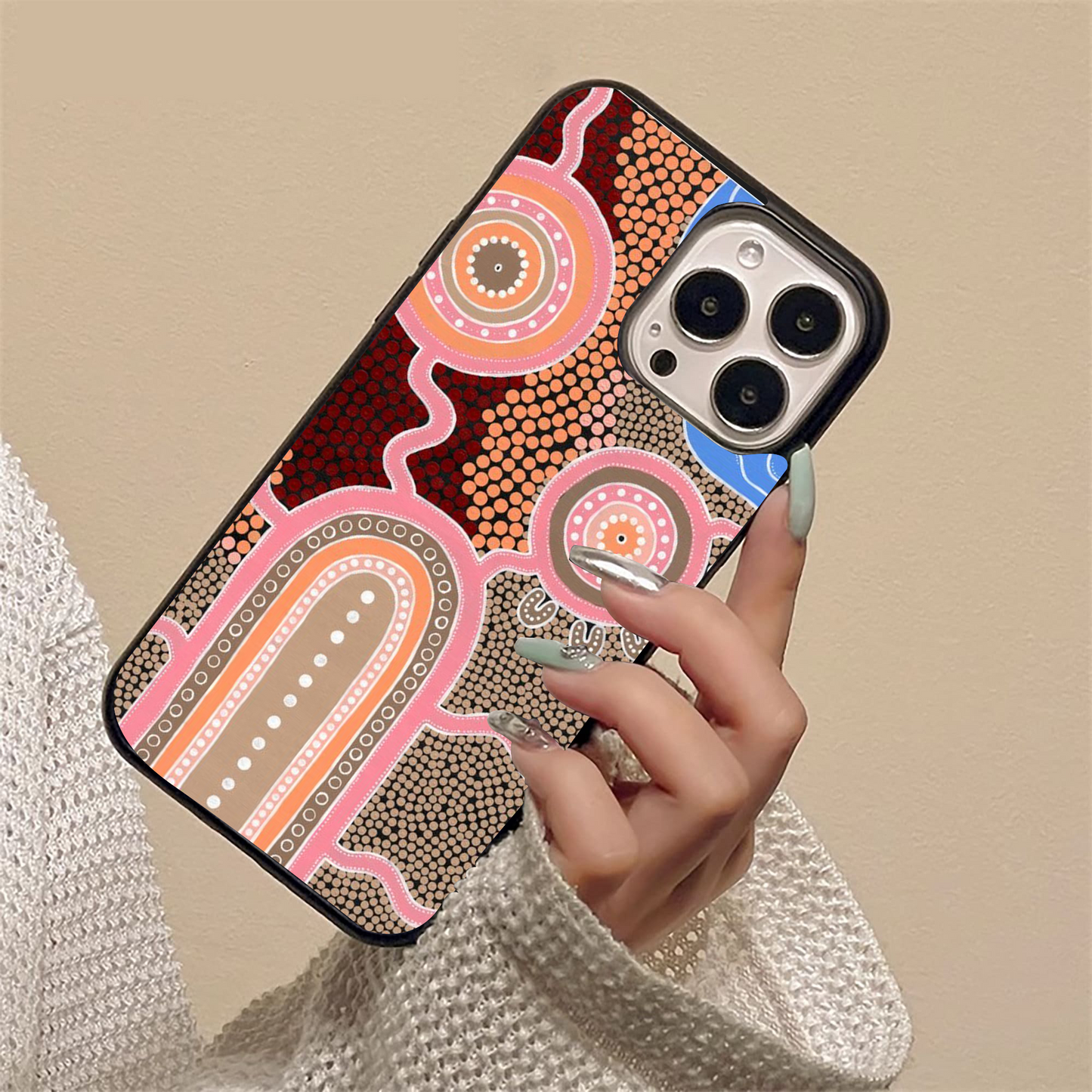 Earth & Water Dot Art Glass Case