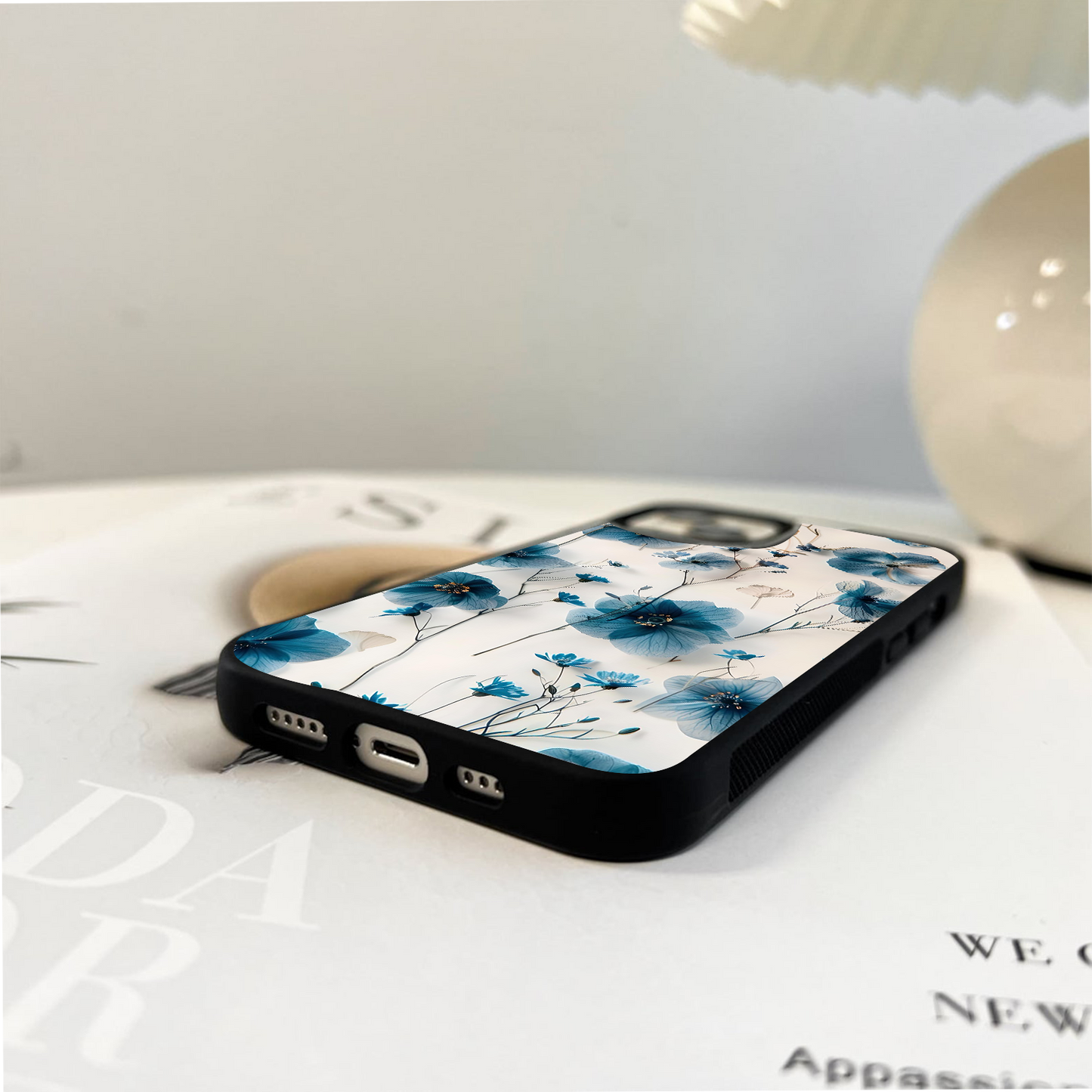 Whispers of Blue Bloom Glass Case